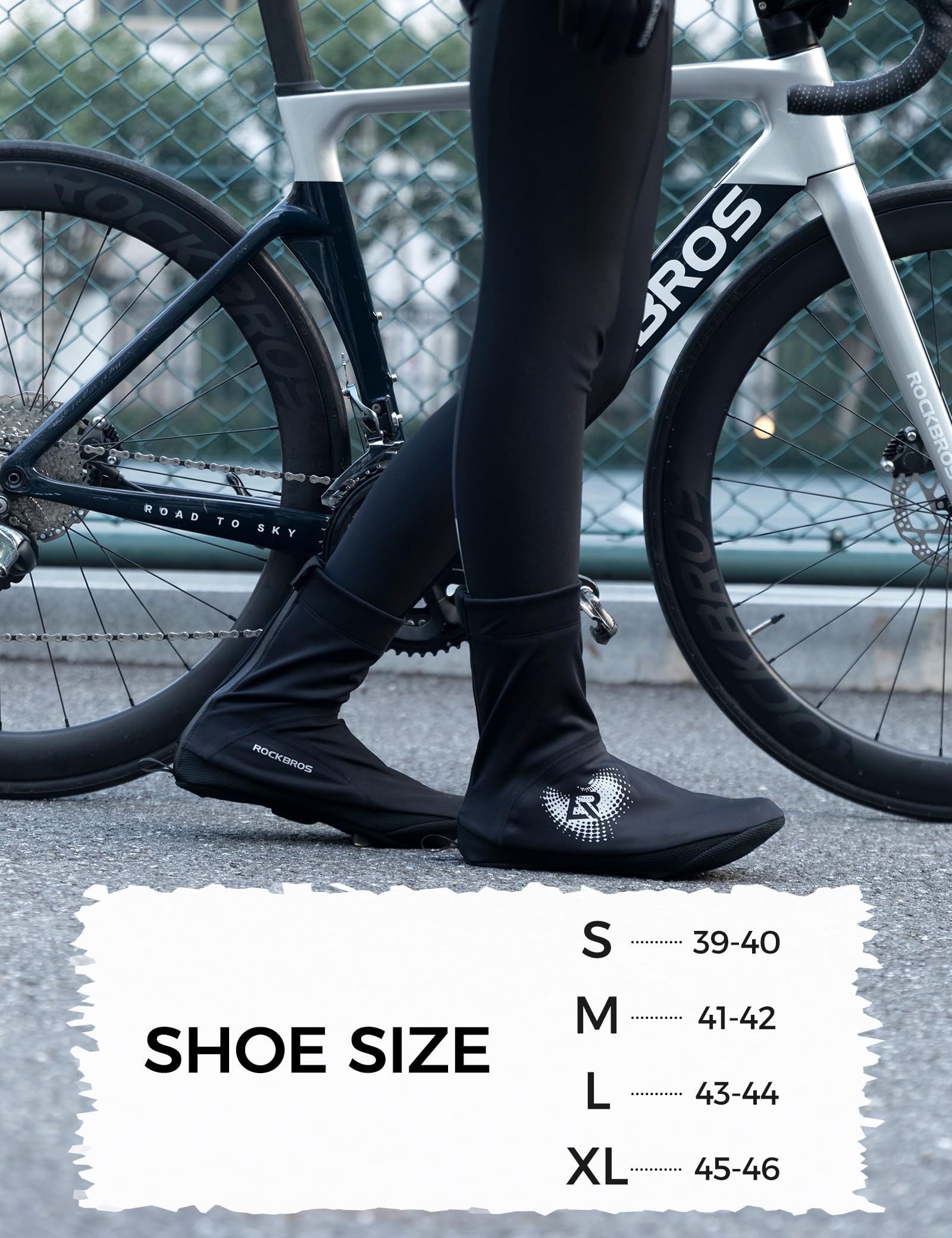 ROCKBROS Couvre-chaussures de cyclisme d'hiver thermique et imperméable, couvre-chaussures de cyclisme coupe-vent et élastique, pour VTT, vélo de course et Gravel