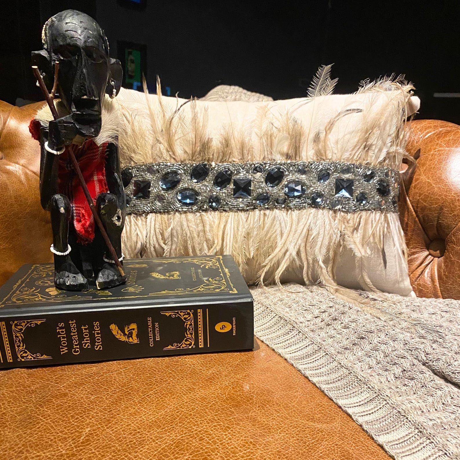 Hecho a mano Beige Amortiguar, Paquete de 2, 30x55 cm Lino Fundas de almohada lumbar, Funda de Cojín con Plumas, cristales y cuentas, Animal Fundas de almohada lumbar - Rhinestone Feathers