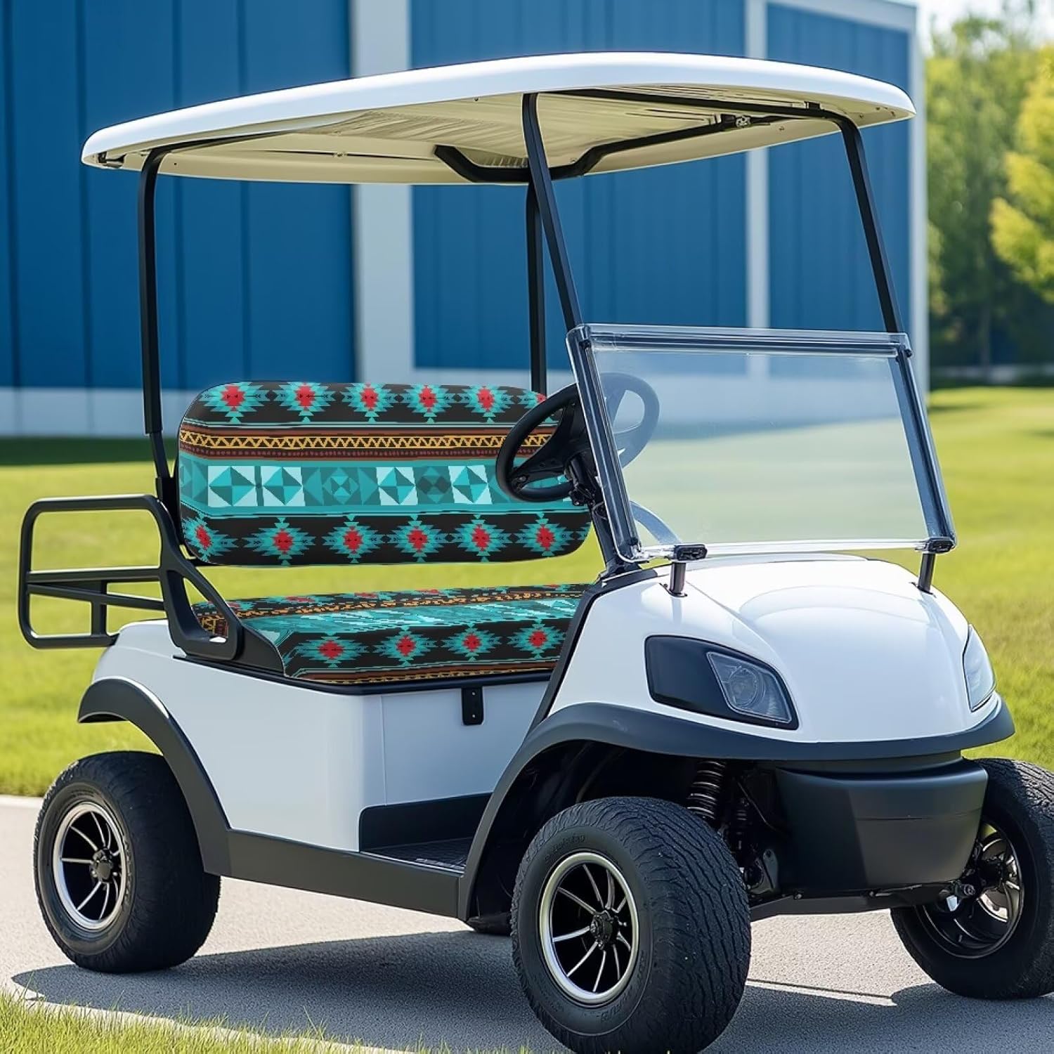 SEANATIVE Universal Golf Cart Seat Covers Breathable Club Golf Cart Seat Cushions 2 Pcs Non-Slip Golf Car Accessories Decor