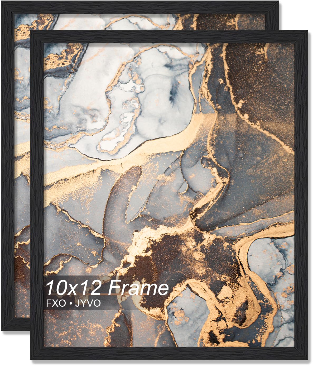 Fxojyvo Engineered Wood 10x12 Picture Frame Set of 2, Black Frame for 10 x 12 Inch Picture Poster Photo, Light Weight 10 by 12 Frame with Wood-grain for Wall - 2 Pack/Black/10 x12