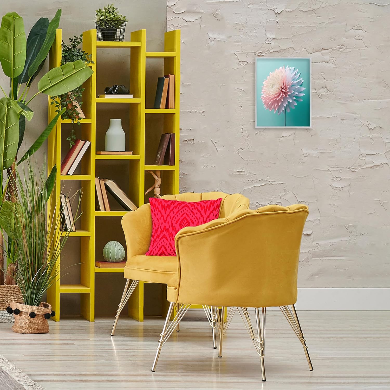 Stupell Industries Detailed Dahlia on Blue Framed Giclee Wall Art Design by Incado, Gray Framed, 11 x 14