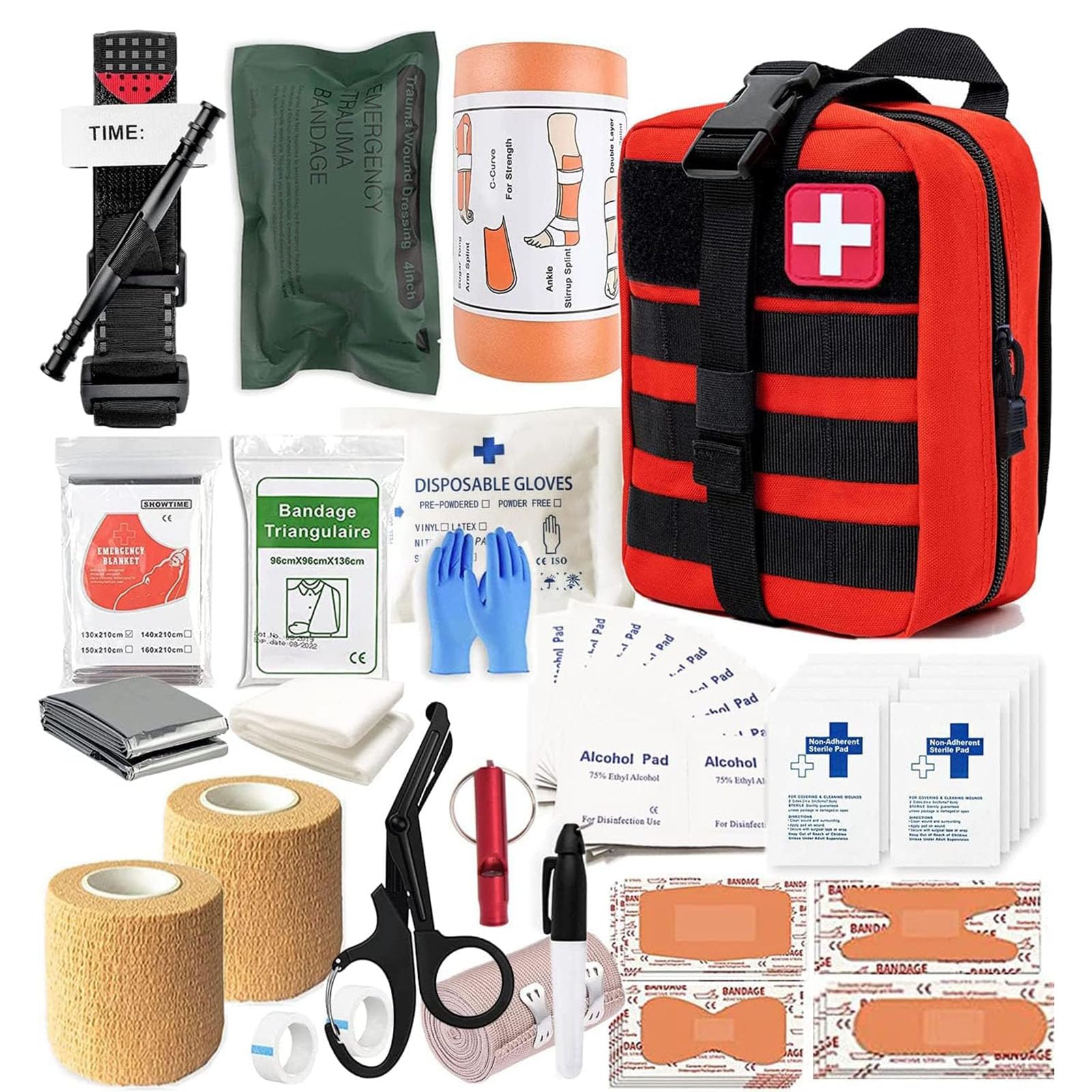 Kit de supervivencia multiusos, botiquín táctico de primeros auxilios para emergencias, kit de supervivencia militar, kit de preparación para el campo, para acampar, hacer senderismo y salir de casa