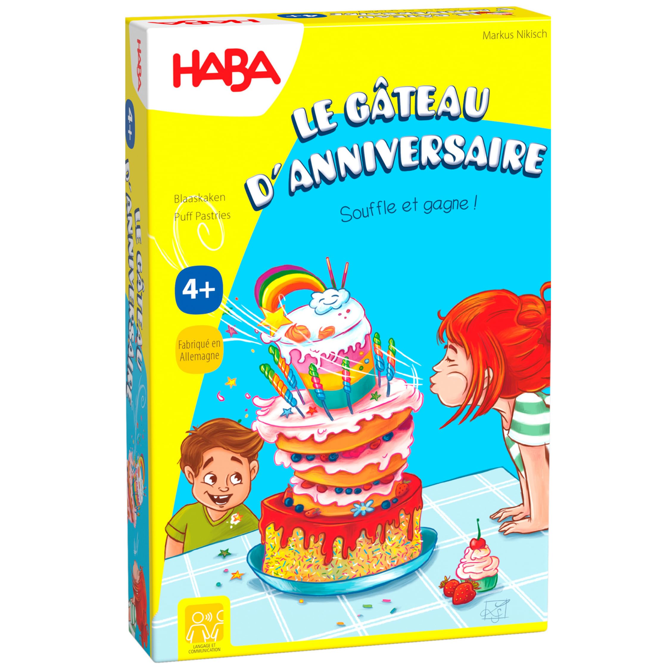 HABA Birthday Cake Company Child-A Game of Skill and Breath-4 Years and above-307032, 307032, Colorful