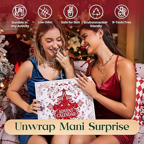 Miniatura 7 de Beetles - Juego de esmaltes de uñas de gel, 14 + 3 colores, calendario de adviento de belleza 2024, caja roja, verde, rosa, dorada, plateada, con