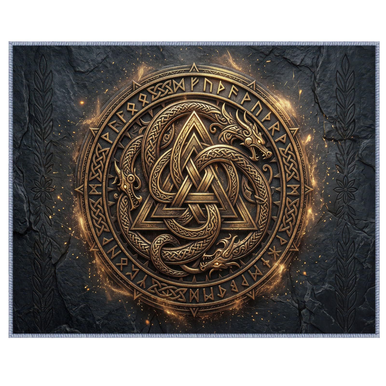 Générique Nordique Celtique Relief Tapis Poils Courts Résistant aux Griffures Animaux, Métal Badge Serpentin Bête-Dragon Tapis 120 x 170 cm Chambre Lavable et Antidérapant pour Bureau entrée Salon
