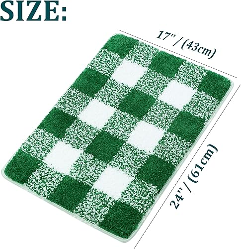 Miniatura 3 de PiccoCasa Tapetes de baño de microfibra con patrón a cuadros, extra suaves, esponjosos, absorbentes, tapetes de baño para bañera, tapete