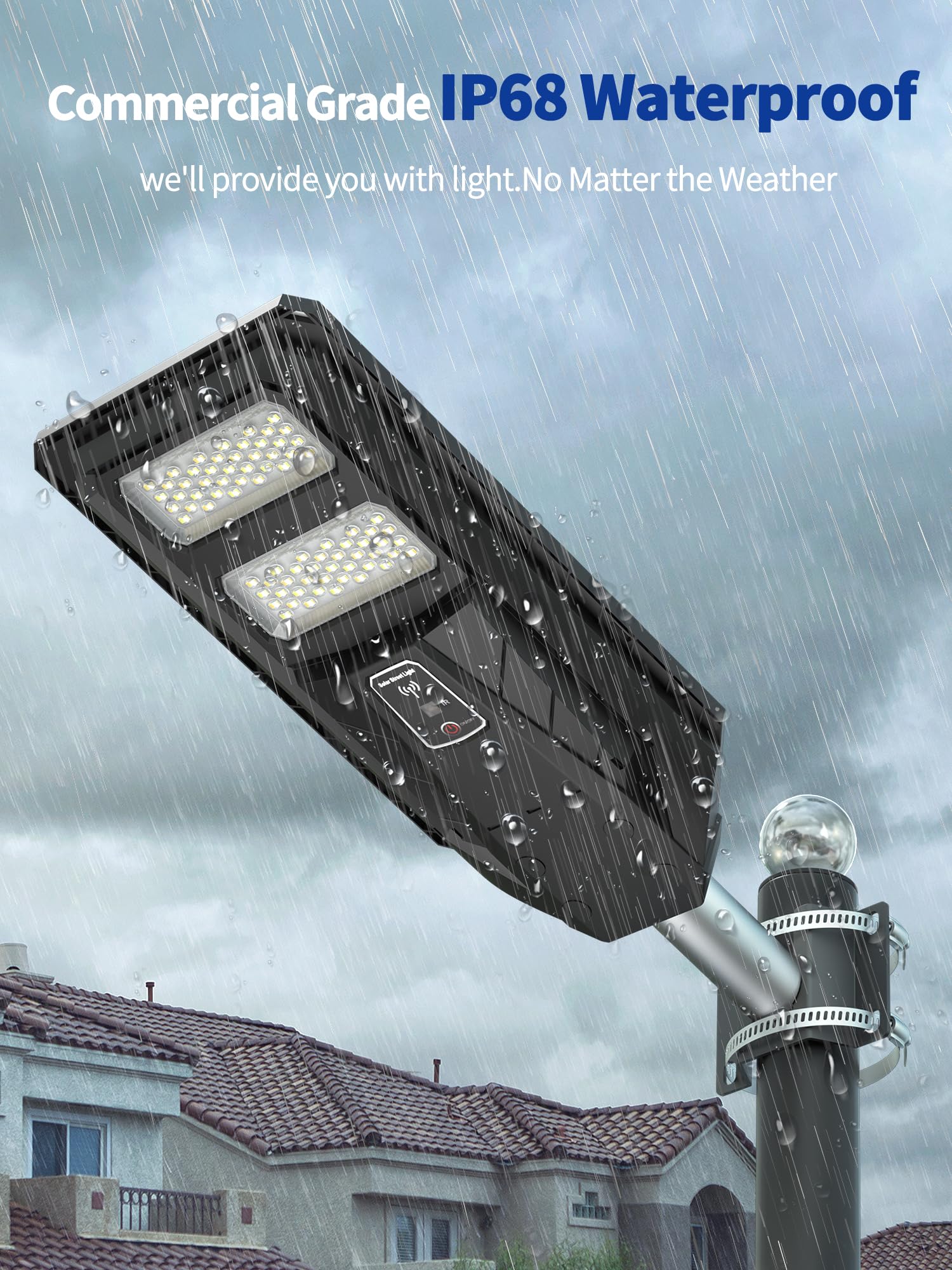 Ofuray Lampione Solare Led Esterno, 3000K/4000K/6500K Faro Led esterno con Pannello Solare, IP67 Impermeabile Lampione Stradale Solare, 10000 Mah Lampioni da Giardino per Cortile, Garage, OLT-1Pack