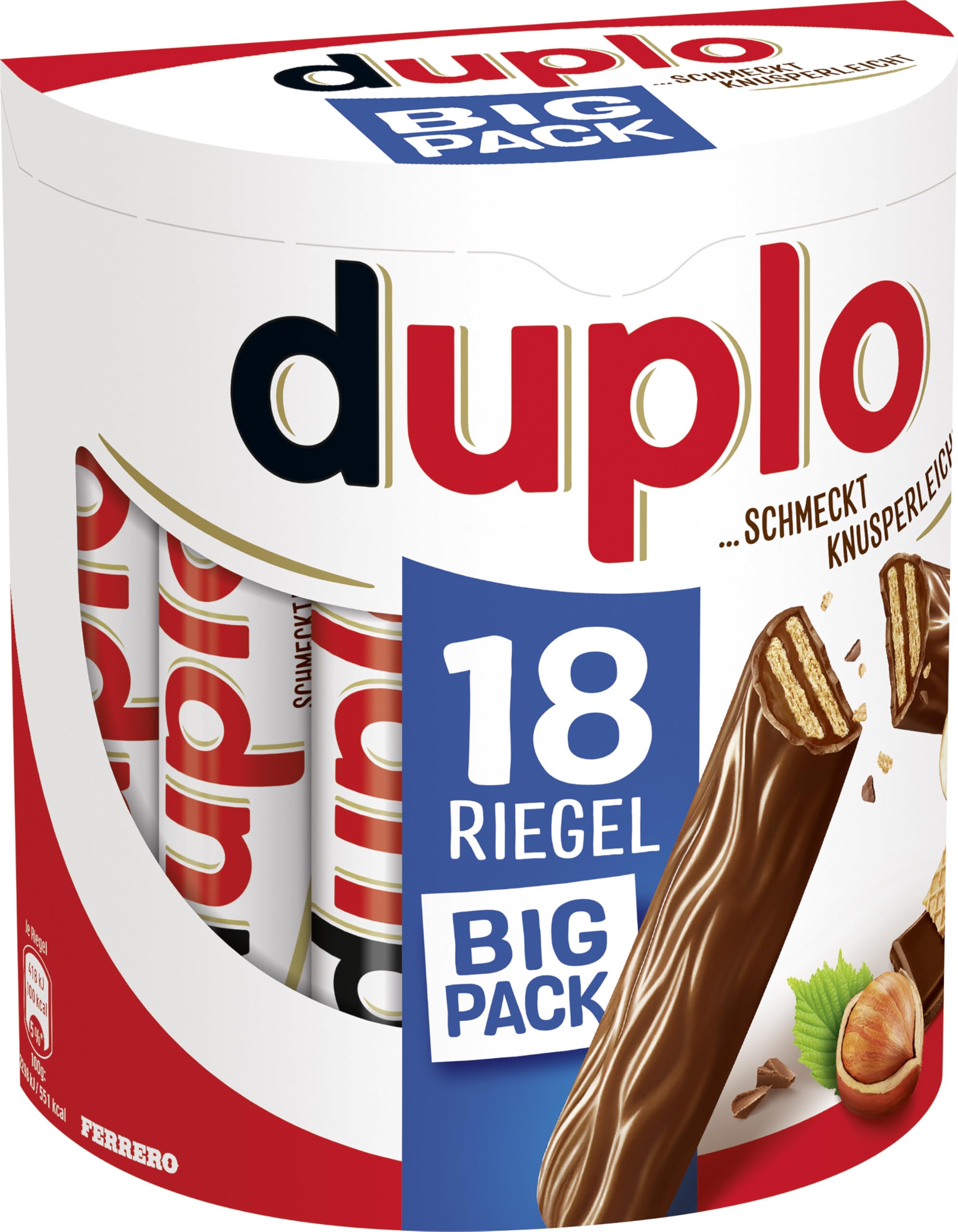 Duplo Big Pack – Schokoriegel mit feiner Nugatcreme, knuspriger Waffel & zarter Vollmilchschokolade – 15 Packungen mit je 18 einzeln verpackten Riegeln