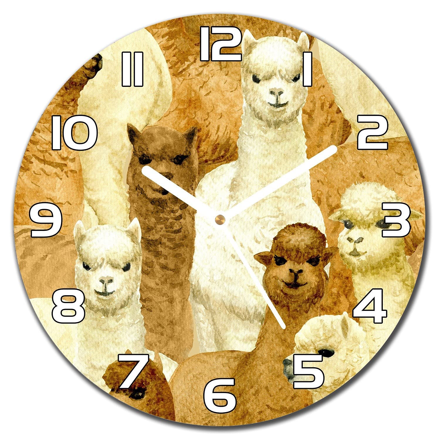 Horloge en verre moderne de 30 cm avec aiguilles blanches style alpaga