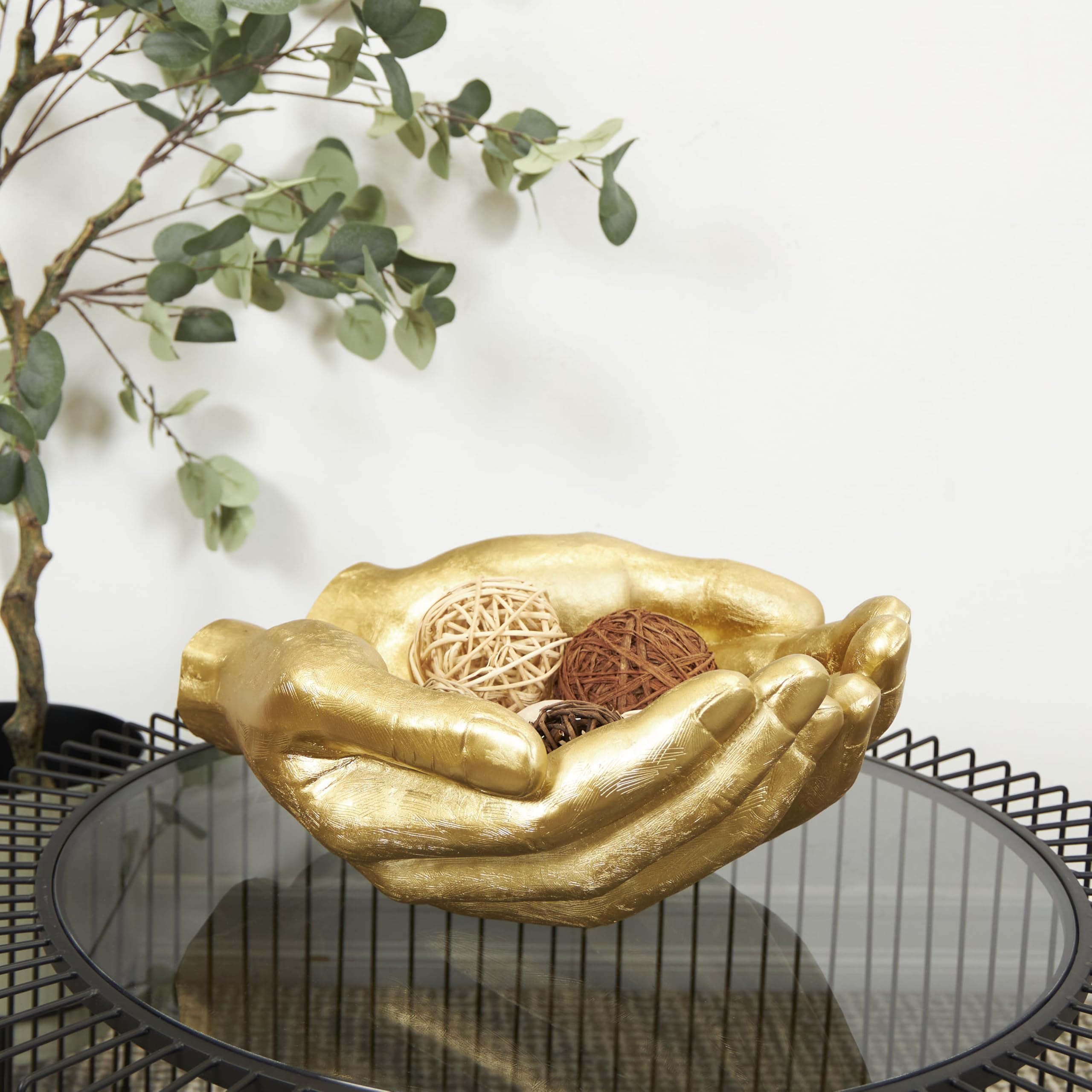 【希少品】モダン インテリアオブジェ 25cm ブルー×ゴールド ディスプレイ Amazon.co.jp: Deco 79 ポリストーン 手 装飾 彫刻 オープン ホーム