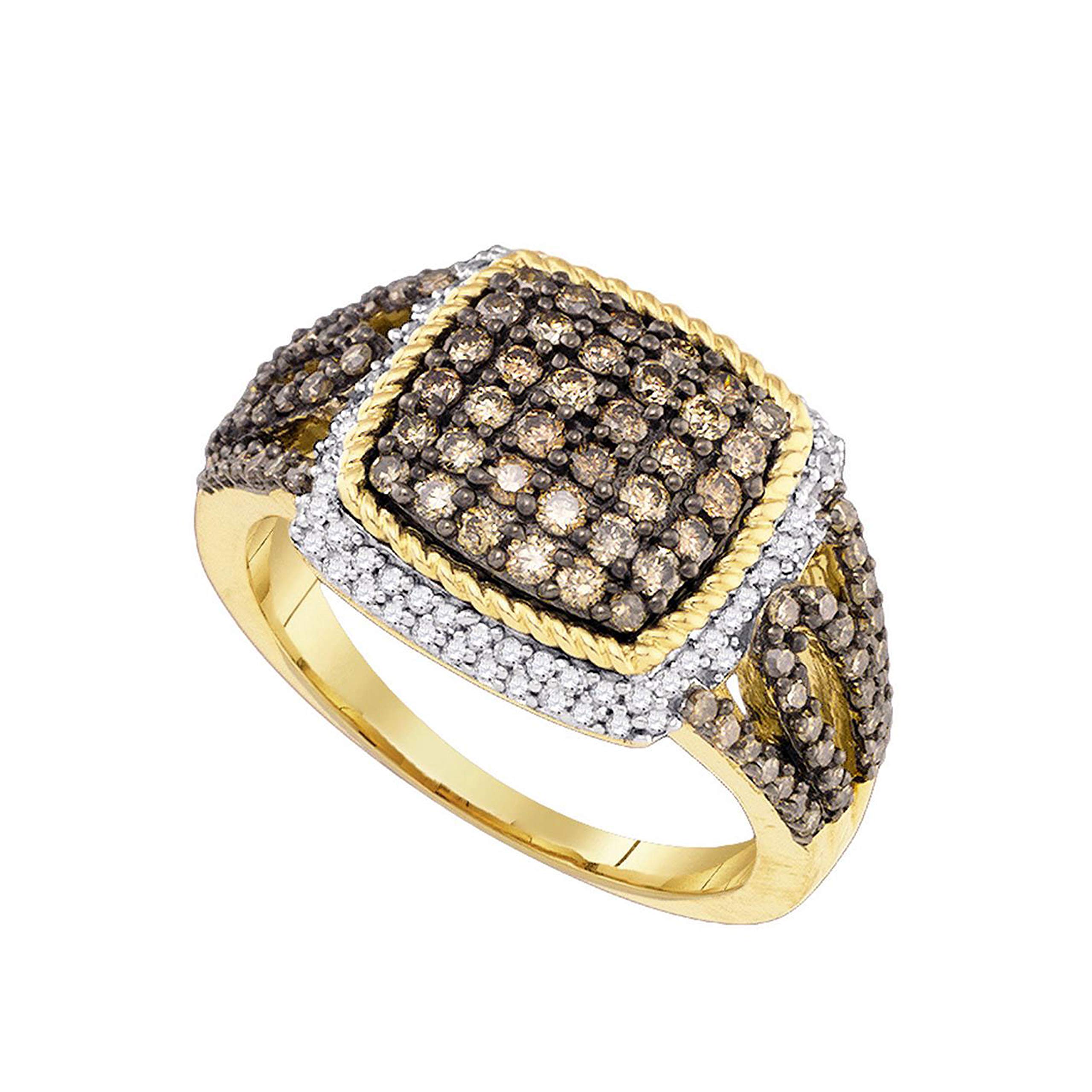 DazzlingRock Collection 10 quilates oro amarillo redonda Brown Diamond
