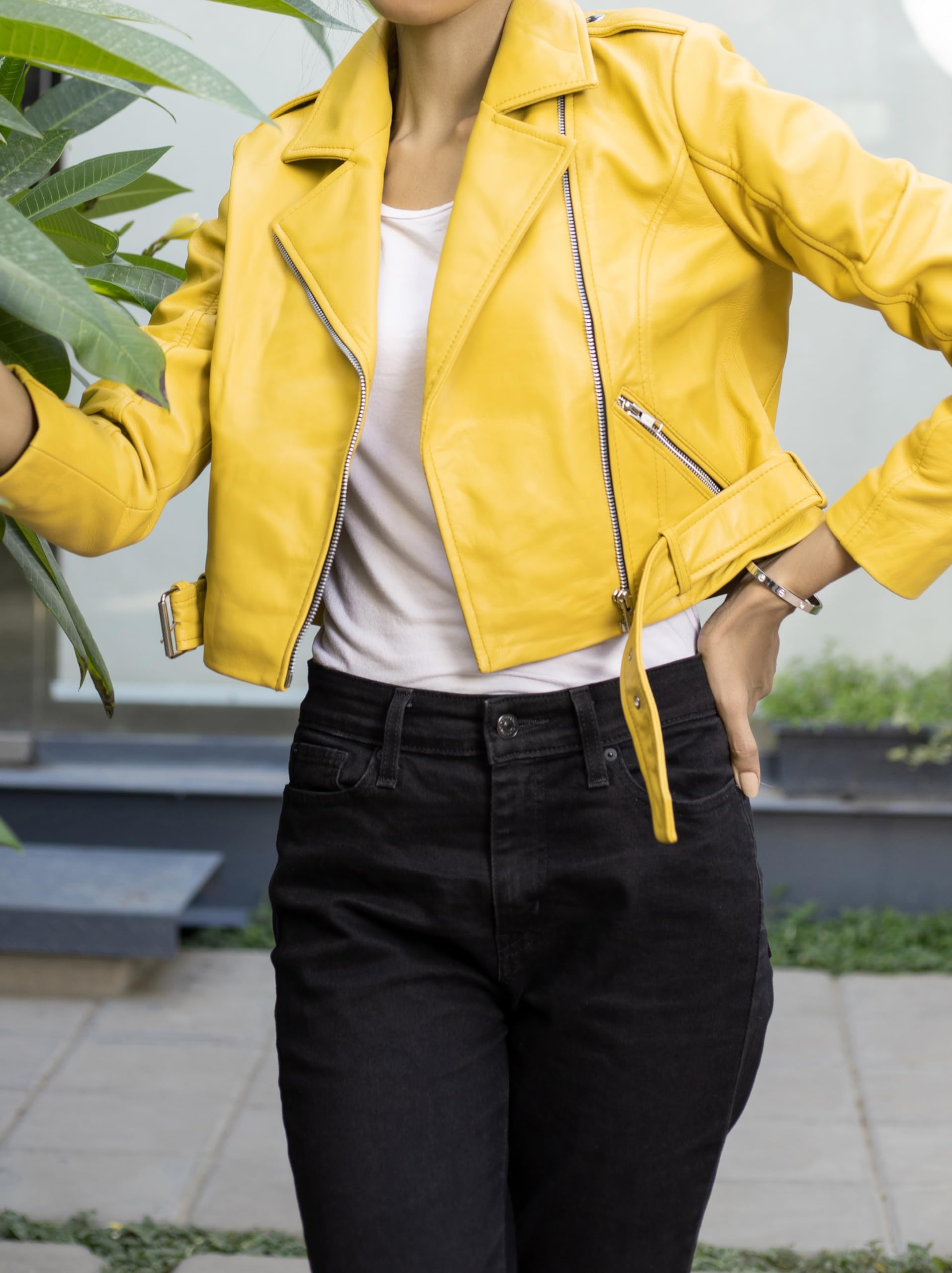 Korean Biker Jacket Ladies Outfit Jacket Zara Leather Jacket Bright Yellow  Jacket Womens Jild: Yellow Leather Jackets