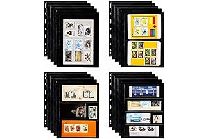 Elsjoy Stamp Collection Pages for Collectors, 20 Sheets 9-Hole Albums