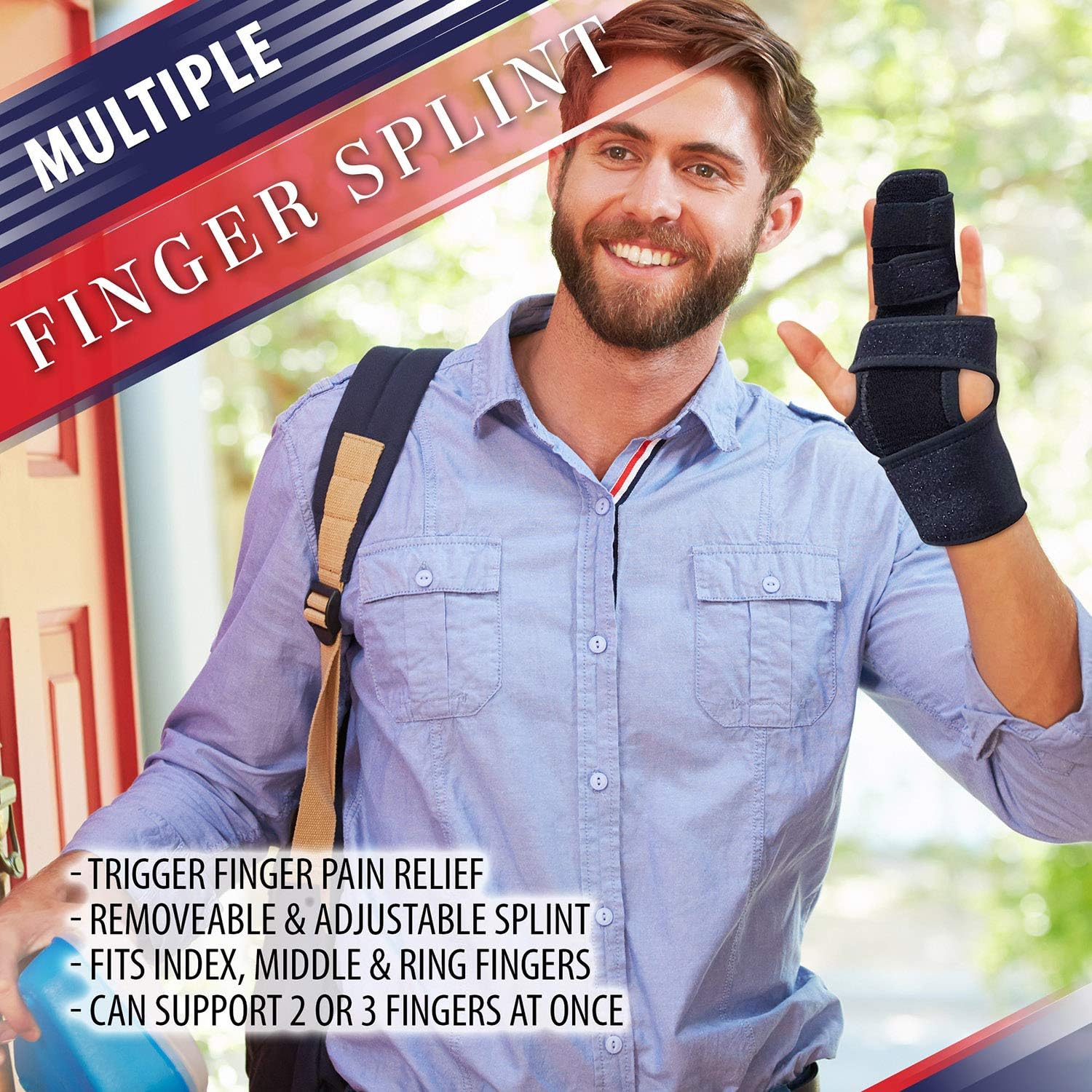 Trigger Finger Splint Finger Brace – Supports Two or Three Fingers. Help Broken Fingers Hand Contractures, Arthritis, Tendonitis, Mallet Fingers or Hand Splint for Metacarpal Fractures (Left - S/Med) : Health & Household