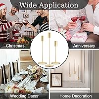 Vista 7 de Juego de 3 portavelas de oro francés, portavelas cónico decorativo para bodas, cenas, fiestas, se adapta a velas de 3/4 pulgadas de grosor