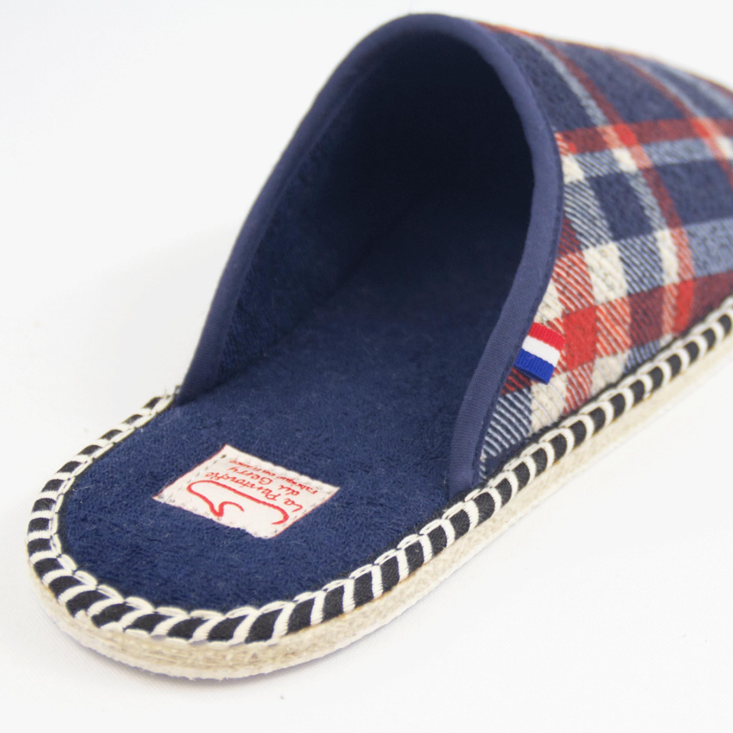 Mules Mixte style charentaise couleurs Bleu - MIF - Mule en coton/laines Pantoufles été - confortables/chaudes - Semelle confortable en feutre tressé antidérapante , Chausson Extérieur/intérieur