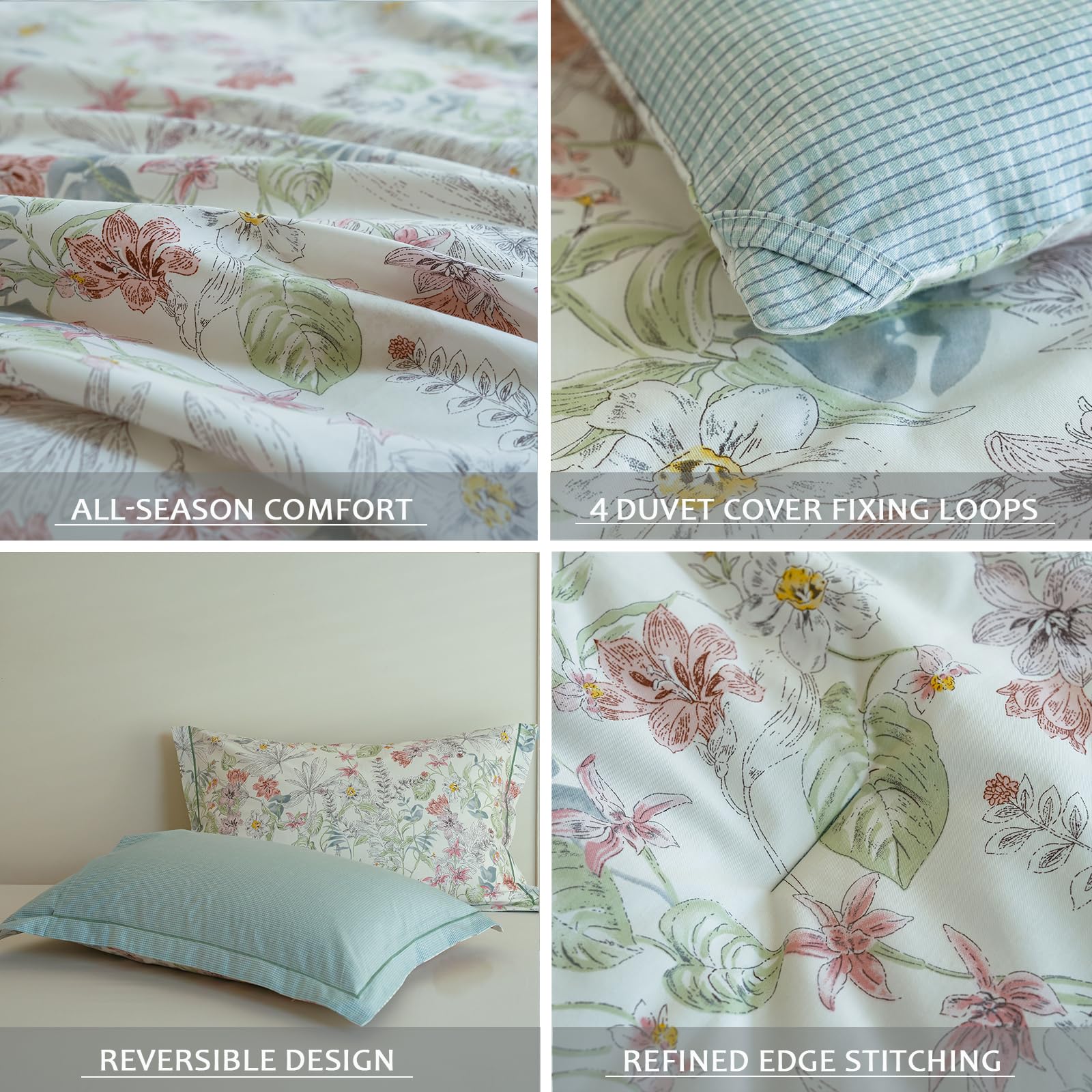 Best Cotton Comforter Queen Picks for 2026 3 Solycoil Comforter Queen Size - 100% Cotton Floral Reversible Lightweight Comfor — product photo