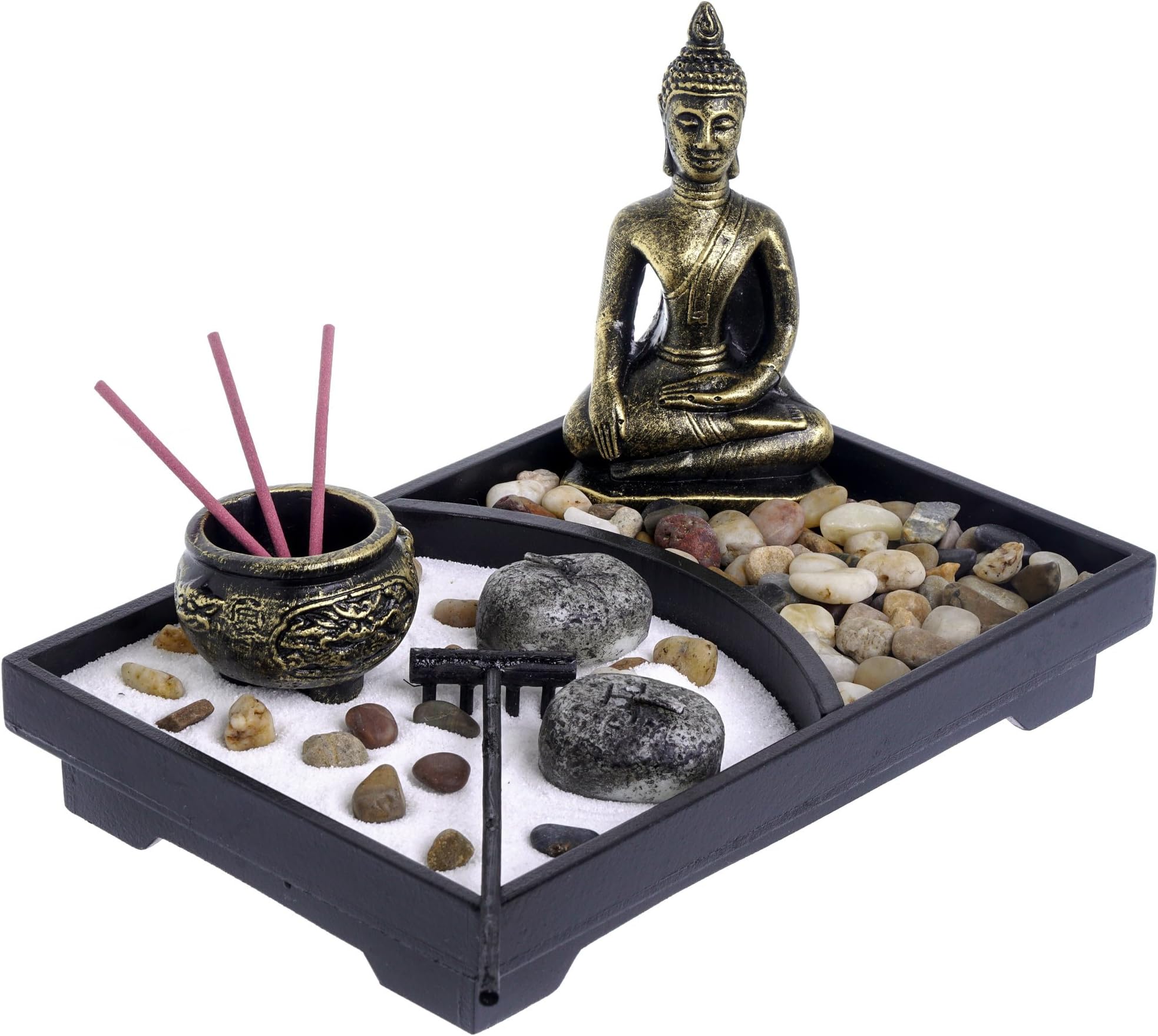 Belle Vous Sitting Buddha Candle and Incense Stick Holder in Zen Garden ...