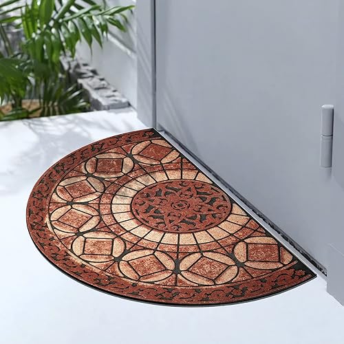 Miniatura 5 de MANO Tapete para puerta delantera para entrada al aire libre, tapete resistente de medio círculo para entrada exterior, tapete de bienvenida para