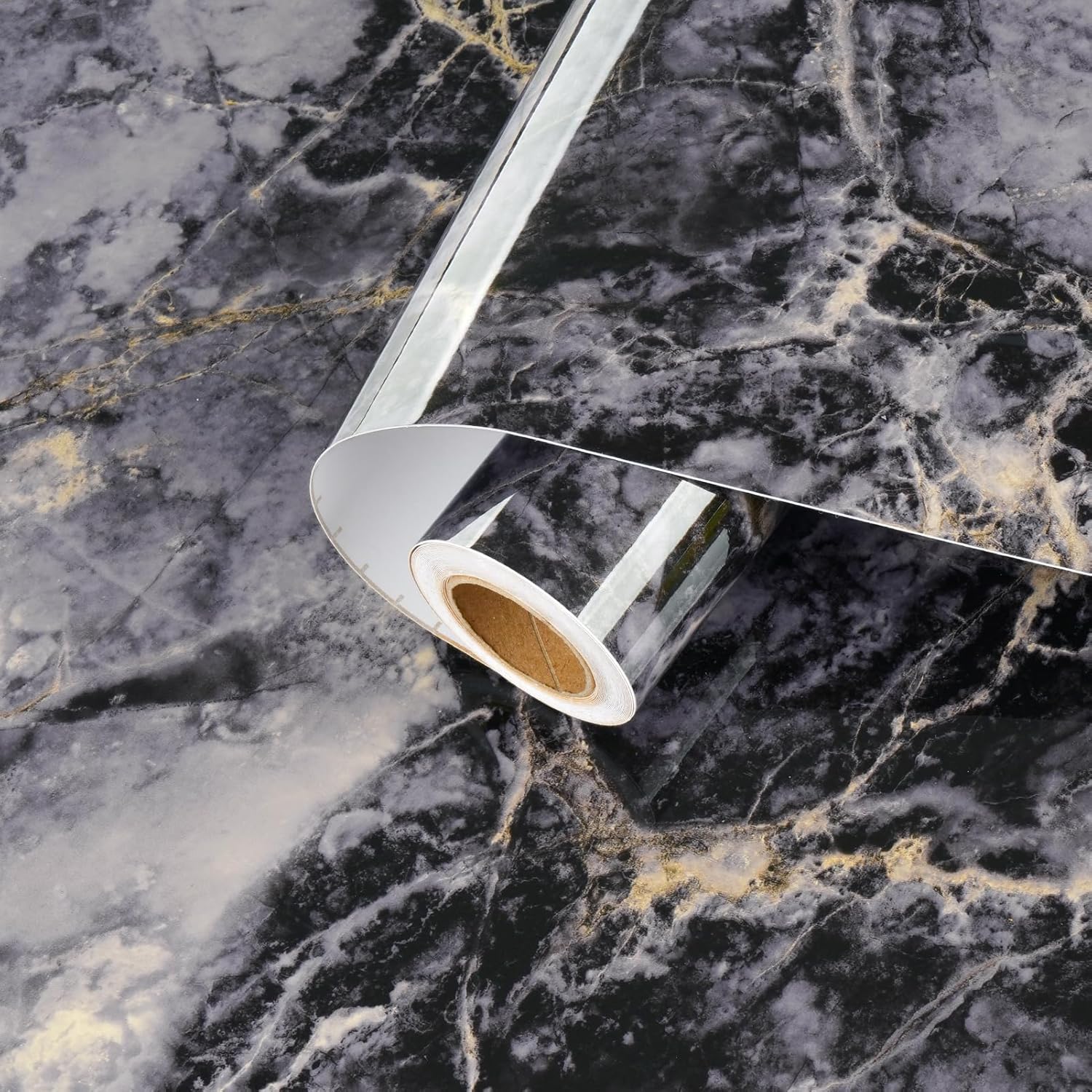 Purple Gold Marble Contact Paper Peel and Stick Countertops Waterproof Luxury Marble Wallpaper Glossy Vinyl Countertop Contact Paper for Kitchen Bathroom Cabinets Counter Covering 15.8 x 80 in
