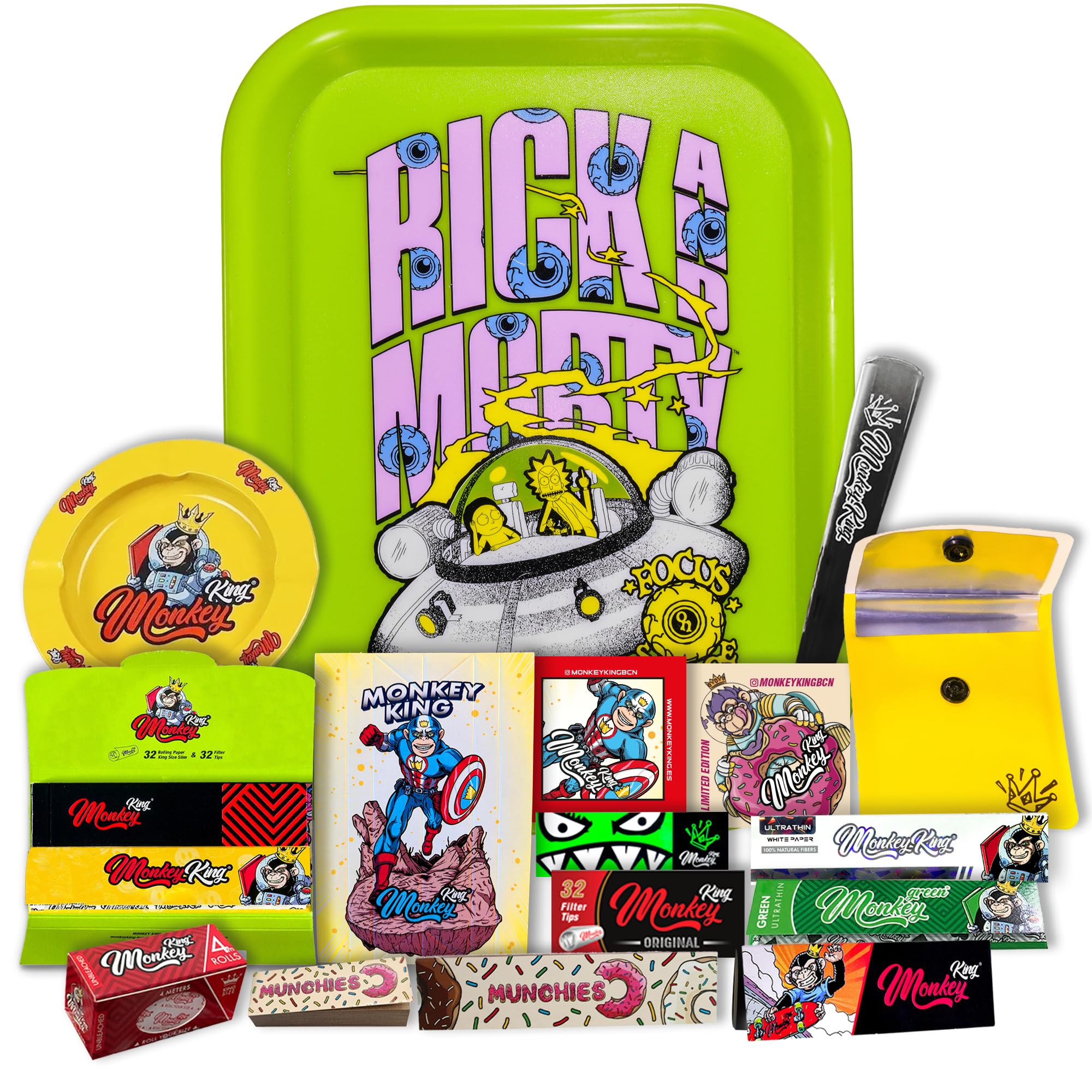 Plateau à rouler Rick and Morty en coffret cadeau original avec cendriers