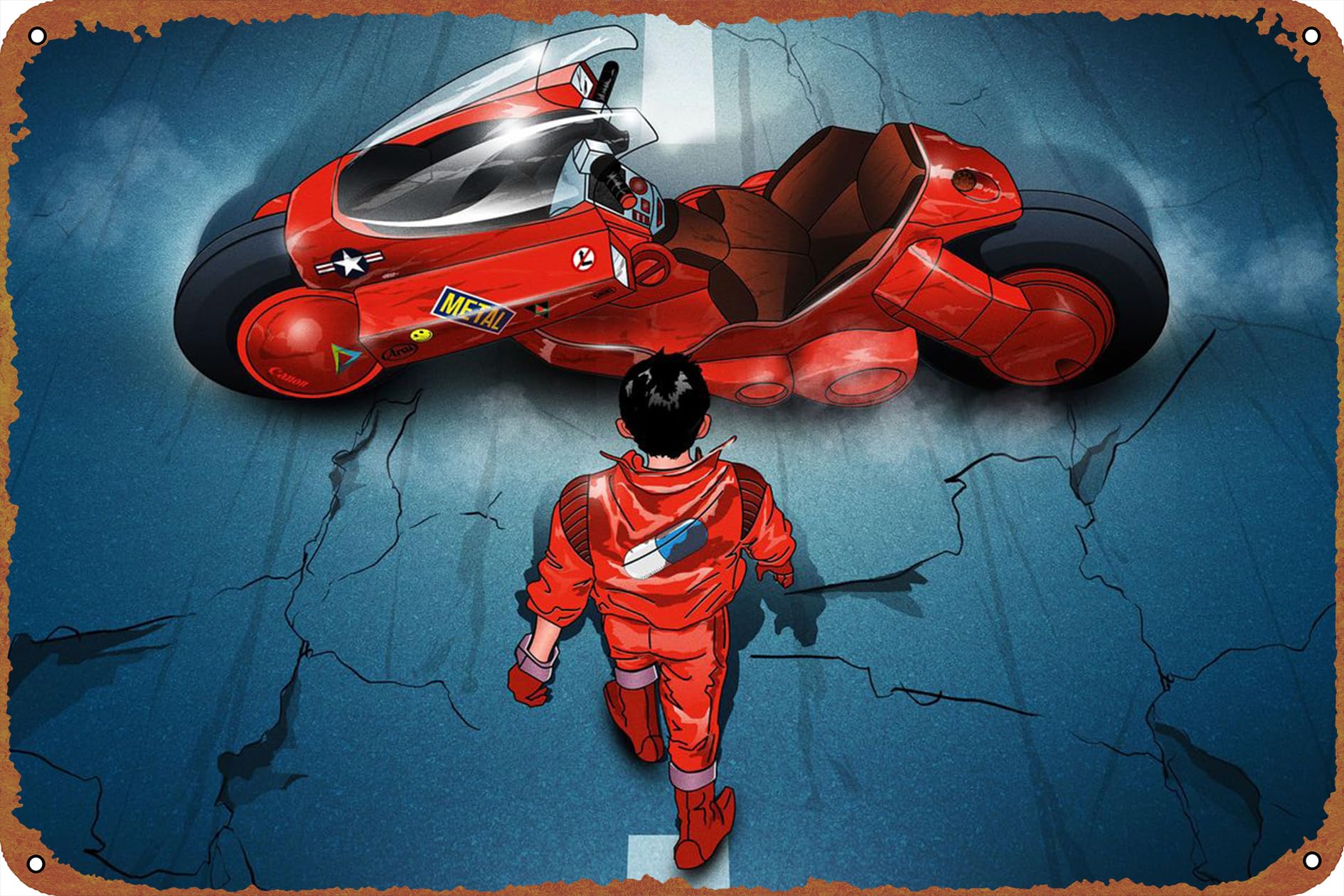 Akira Kaneda and his bike Poster Retro Metal Tin Sign Vintage Wall