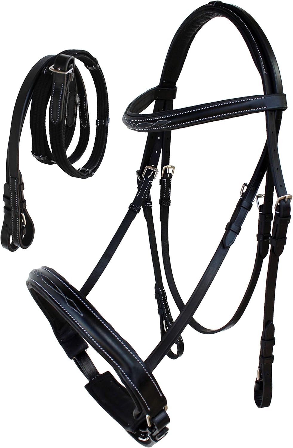 CHALLENGER Horse English Black All-Purpose Trail Pleasure Leather Bridle Reins 805EB02BK-F
