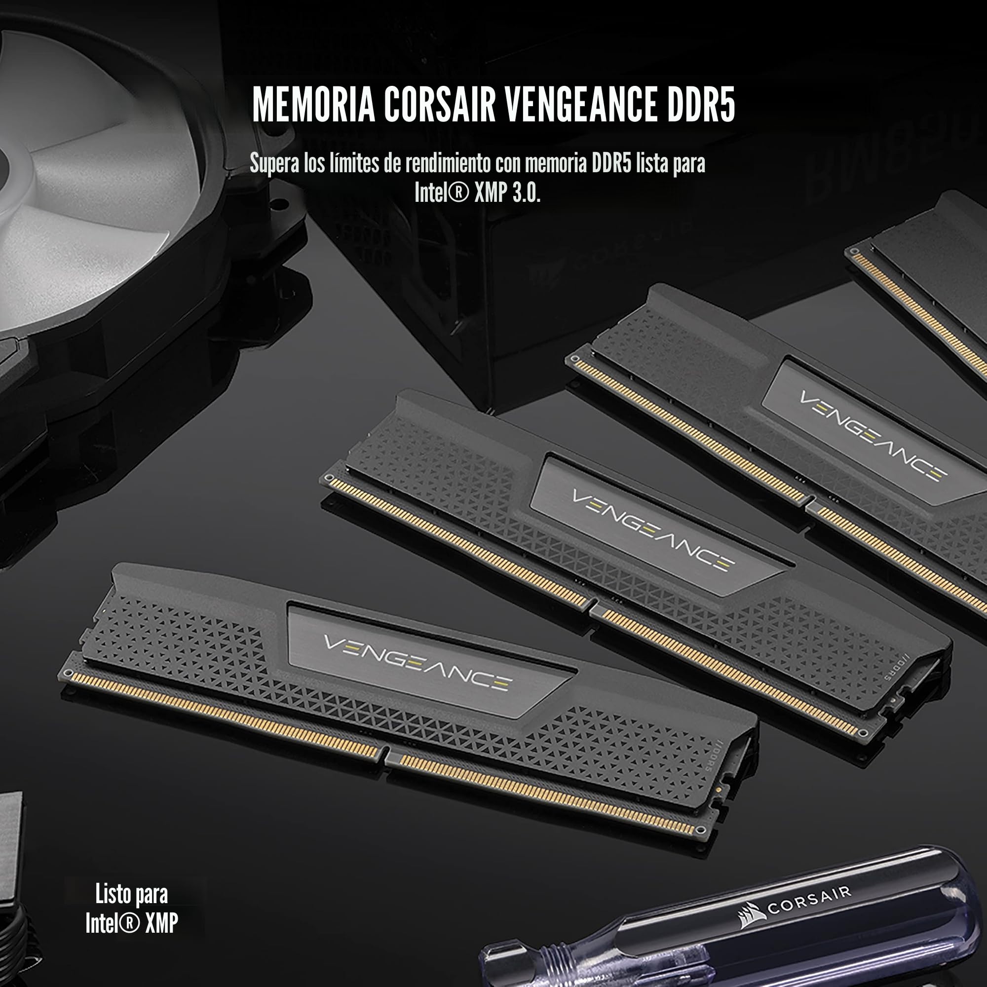 Corsair Vengeance DDR5 32GB (2x16GB) 6000Mhz C36 Memoria per Desktop (Regulación de Voltaje a Bordo, Perfiles XMP 3.0 Personalizados, Factor de Forma Compacto, Optimizadas para Intel) Negro