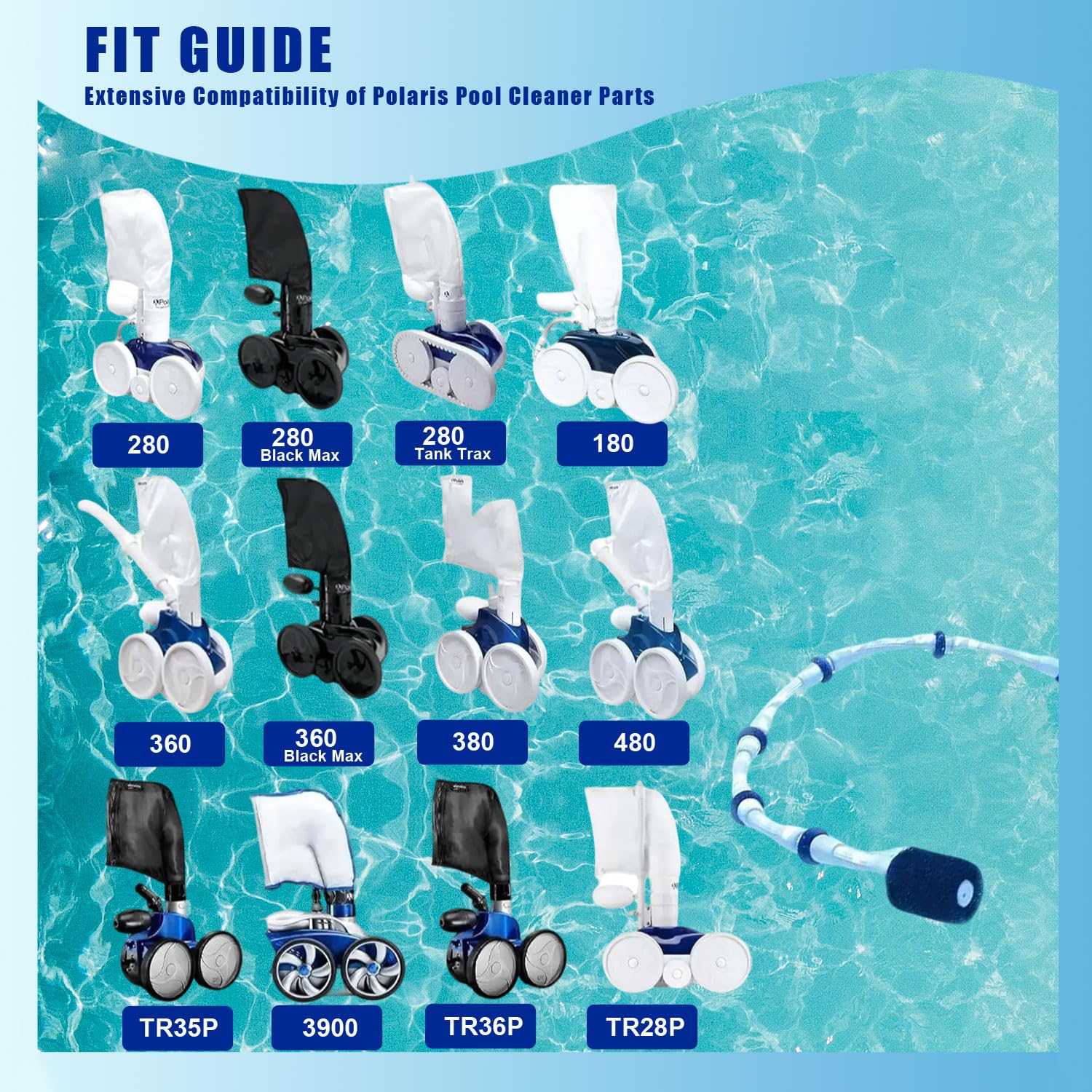 Kit de nettoyage de piscine et filtre compatible avec les modèles Polaris 3900, 380, 360, 280, 180