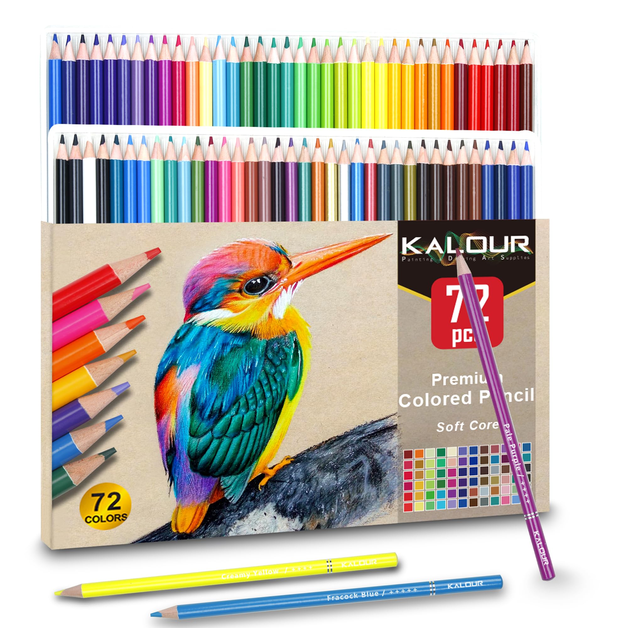 KALOUR 72 matite colorate morbide per disegno ombre artisti adulti principianti