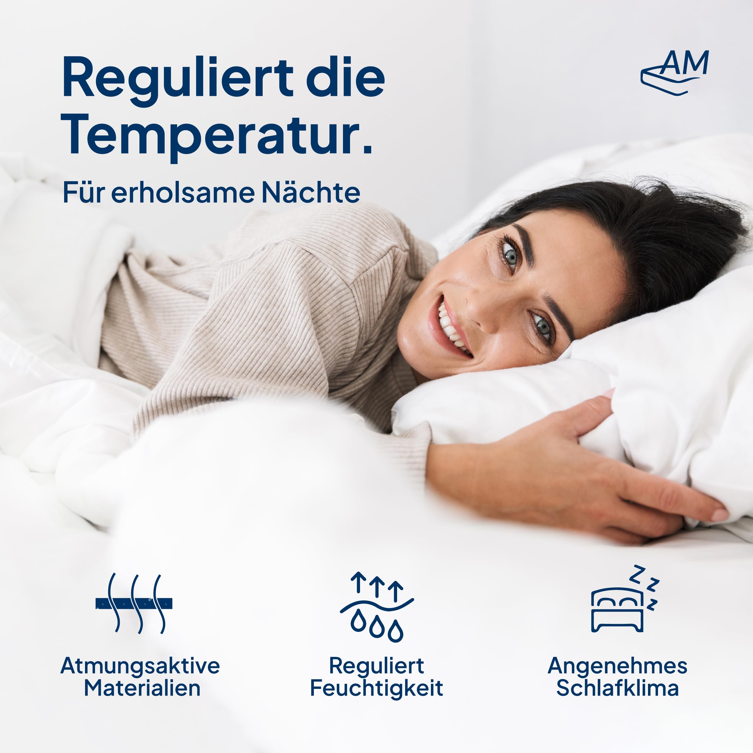 AM Qualitätsmatratzen Sobrecolchon refrescante 90x200 de Gel - Topper Made in Germany - Cubre colchon refrescante Anti sudoración con Funda Lavable - Topper 90x200 cm Transpirable