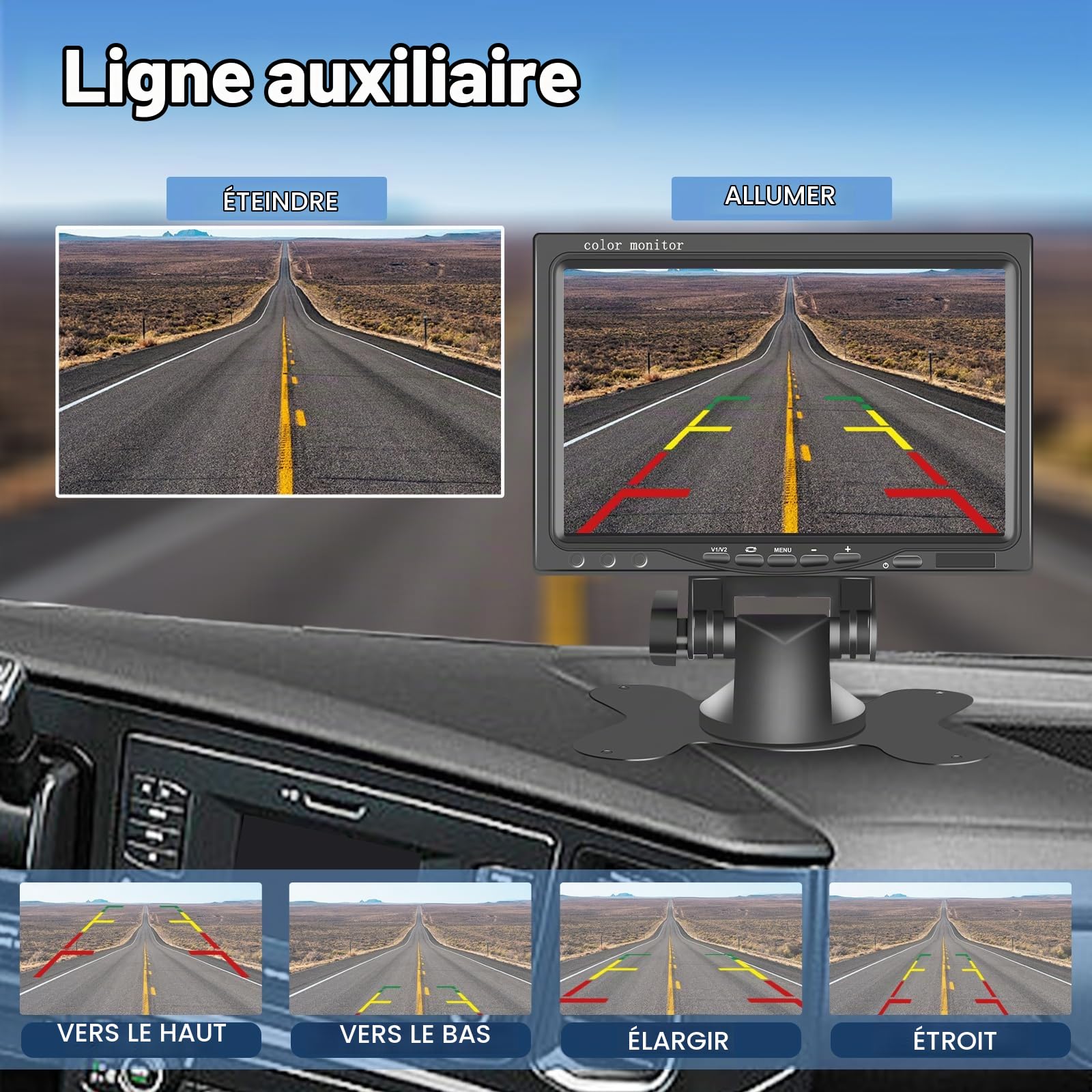 Caméra de Recul 2 Caméras Moniteur IPS 7 Pouces Caméra AHD Étanche, Vision Nocturne Double Caméra Avant Arrière Voiture avec écran, Filaire (9-36 V) Camera de recul pour Camion/Camping Car/Caravane