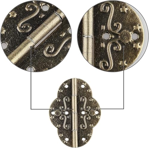 Miniatura 5 de GTHER Bisagras retro antiguas con tornillos para armario, puerta, armario, joyero, caja de regalo, muebles de madera, bronce