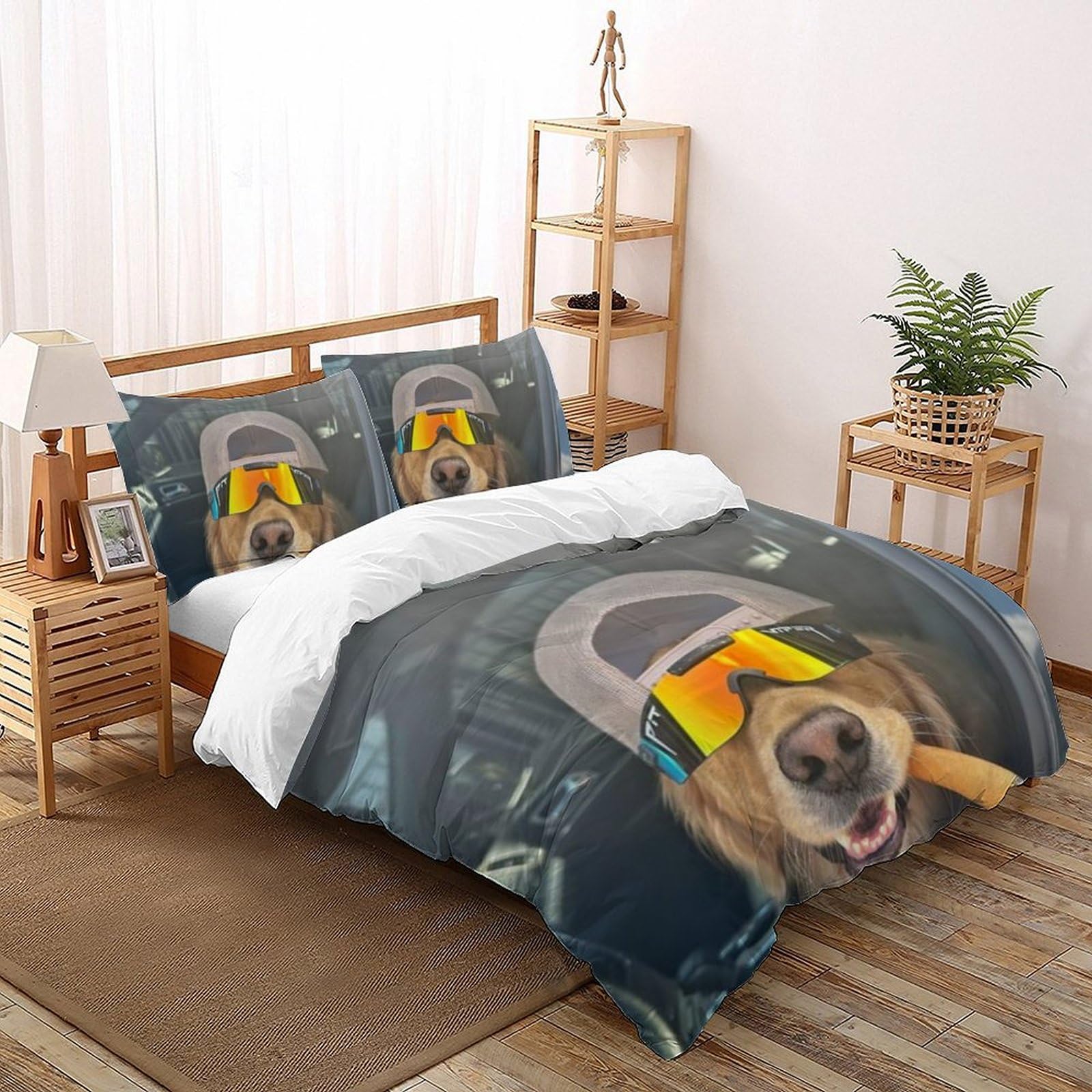 Housse de couette chiots microfibre anti-plis pour lit enfant king 220x240cm