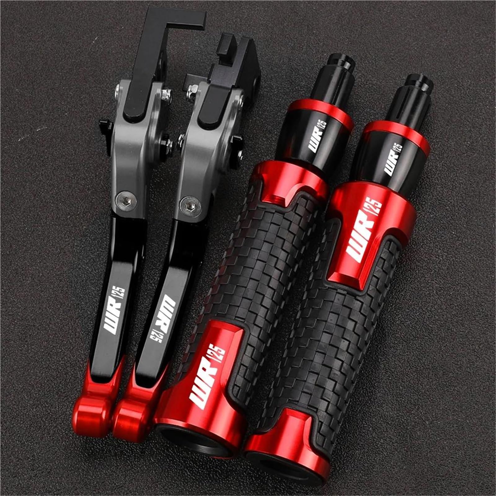 VQLDPX Handlebar Levers Motorcycle Brake Clutch Lever Handlebar Grips for WR125 WR125X WR125R 2012-2016 with Handle Bar End Extension Kit Motorbike Clutch Grips Brake Lever