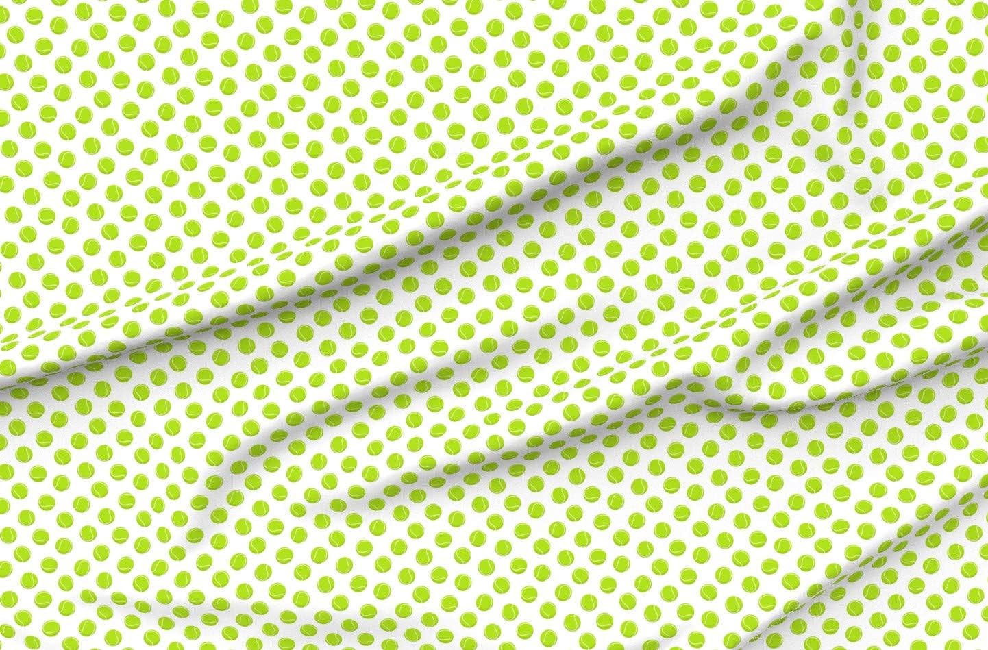 Spoonflower Fabric - Small Scale Tennis Balls Ball Sports Printed on Organic Cotton Sateen Fabric by The Yard - Sewing Quilting Apparel Home Decor