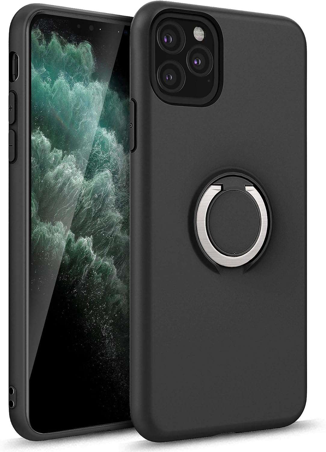 ZIZO Revolve Series for iPhone 11 Pro Max Case - Ultra Thin Ring Holder, Kickstand, Built in Magnetic Mount Support - Magnetic Black