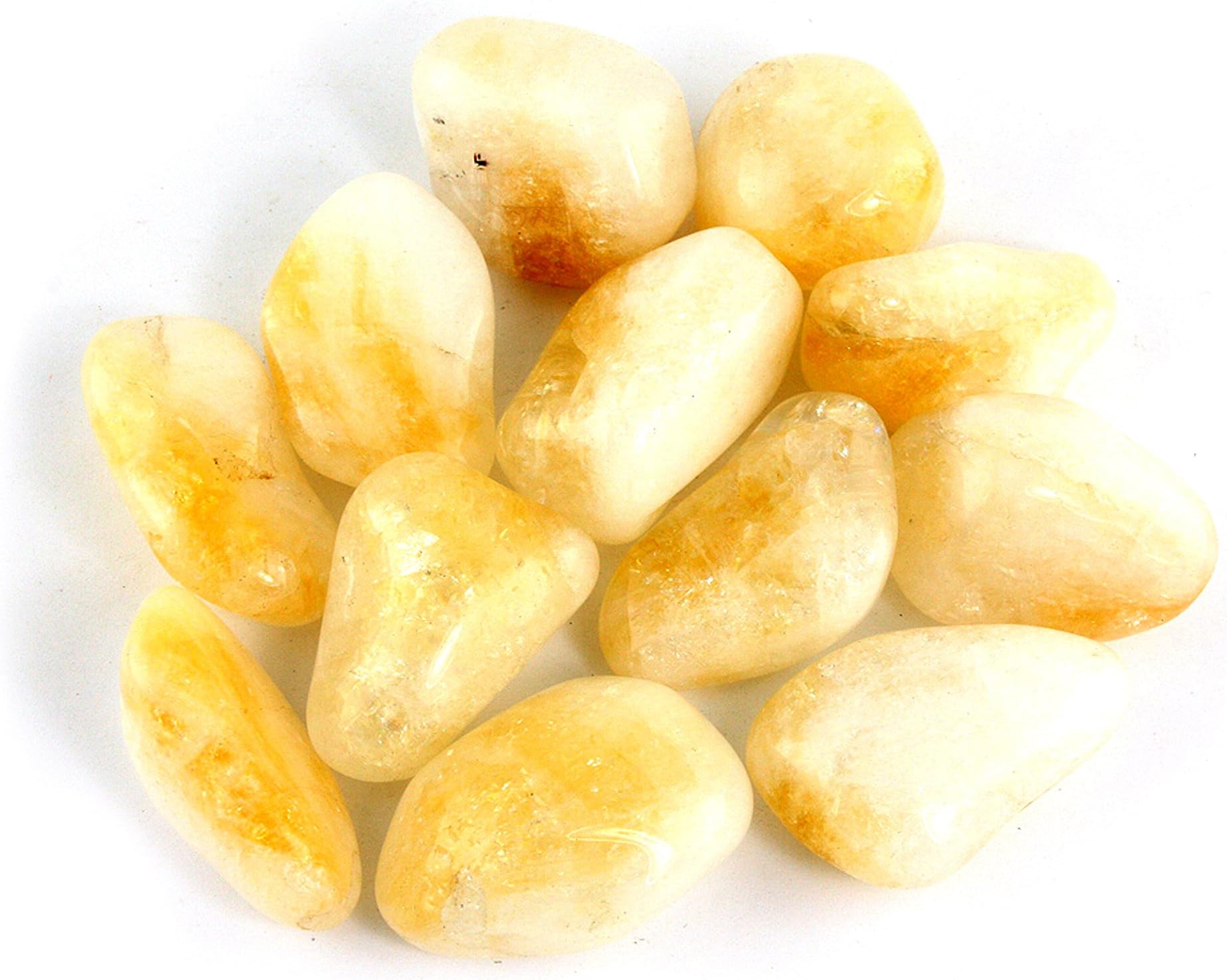 1/2lb Bulk Tumbled Citrine Quartz Stones - Large 1"+ Natural Polished Gemstone Supplies for Wicca, Reiki, and Energy Crystal Healing *Wholesale Pound Lot* w/ Authentic Crystal Allies Stone Card