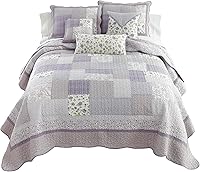 Vista 2 de Donna Sharp Juego de ropa de cama King – 3 piezas – Juego de edredón contemporáneo de algodón rosa lavanda con edredón King y dos fundas de almohada