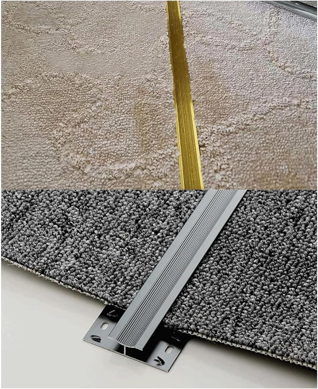 Floor Transition Strip Aluminum Threshold Strip 90cm/35.4in Long Flat Divider Strip Metal Floor Gap Strips for Joining Carpet to Carpet(Brown)