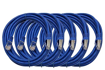 MICRO CONNECTORS 14 ft. CAT 7 SFTP 26AWG Double Shielded RJ45 Snagless Ethernet Cable, Blue 5-Pack E11-014BL-5