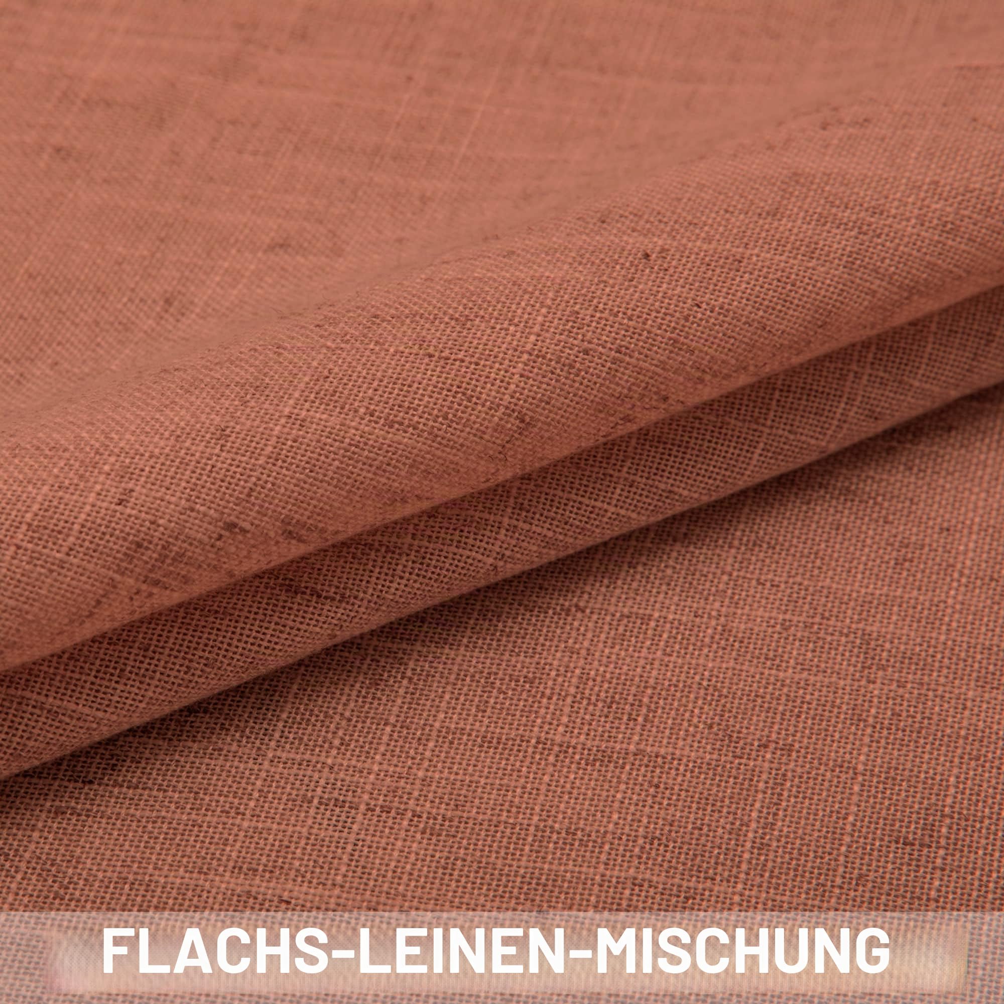 Mrs.Naturall Terrakotta-Leinenvorhänge, 259 cm lang für Wohnzimmer & Schlafzimmer, 2-teiliges Set mit Stangendurchzug, lichtdurchlässig, halbtransparent, in Rost-Orange, Western-Dekor, 132 x 259 cm