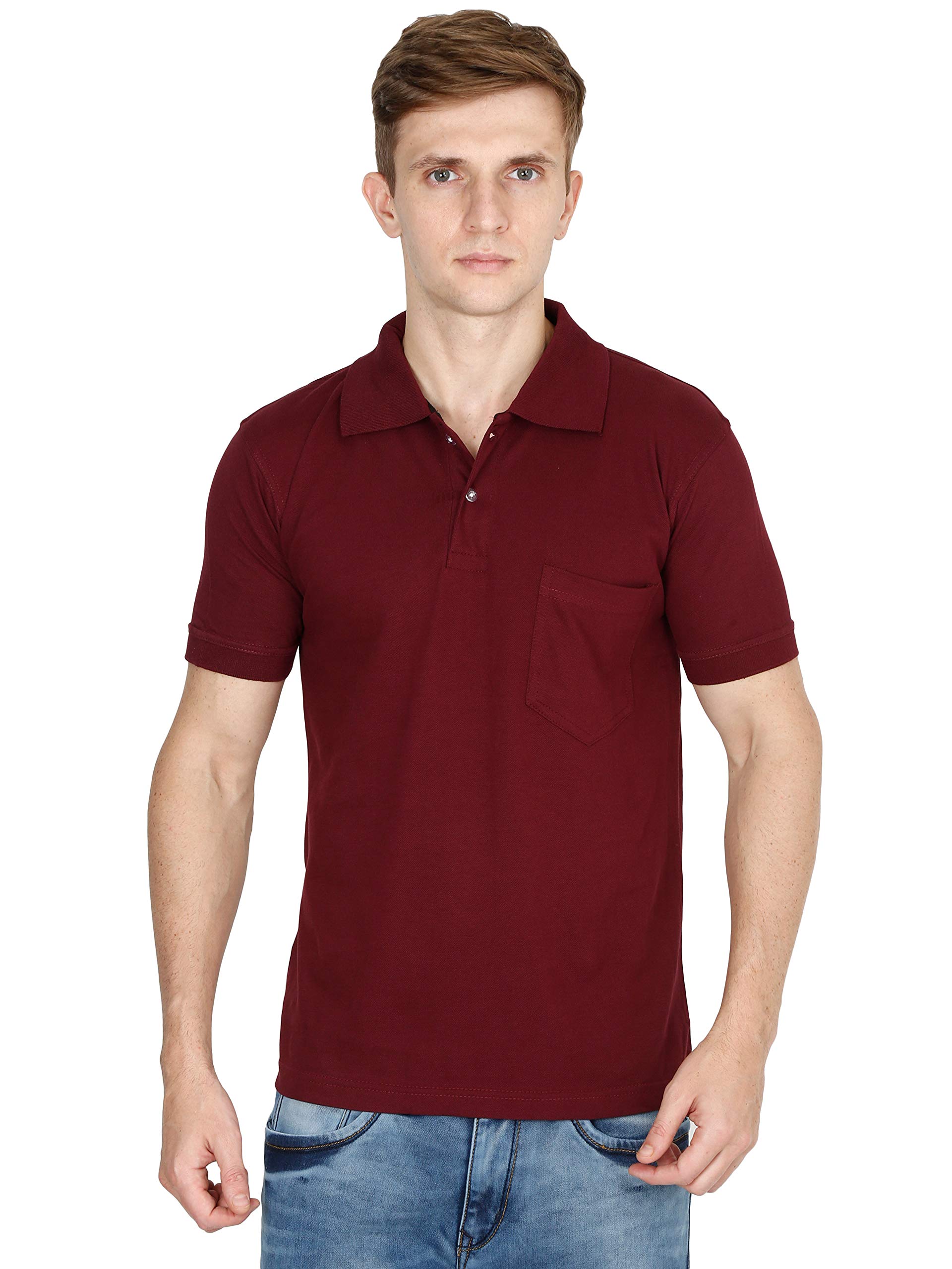 fleximaa Men's Cotton Polo Neck Half Sleeve T-Shirt-picture-53