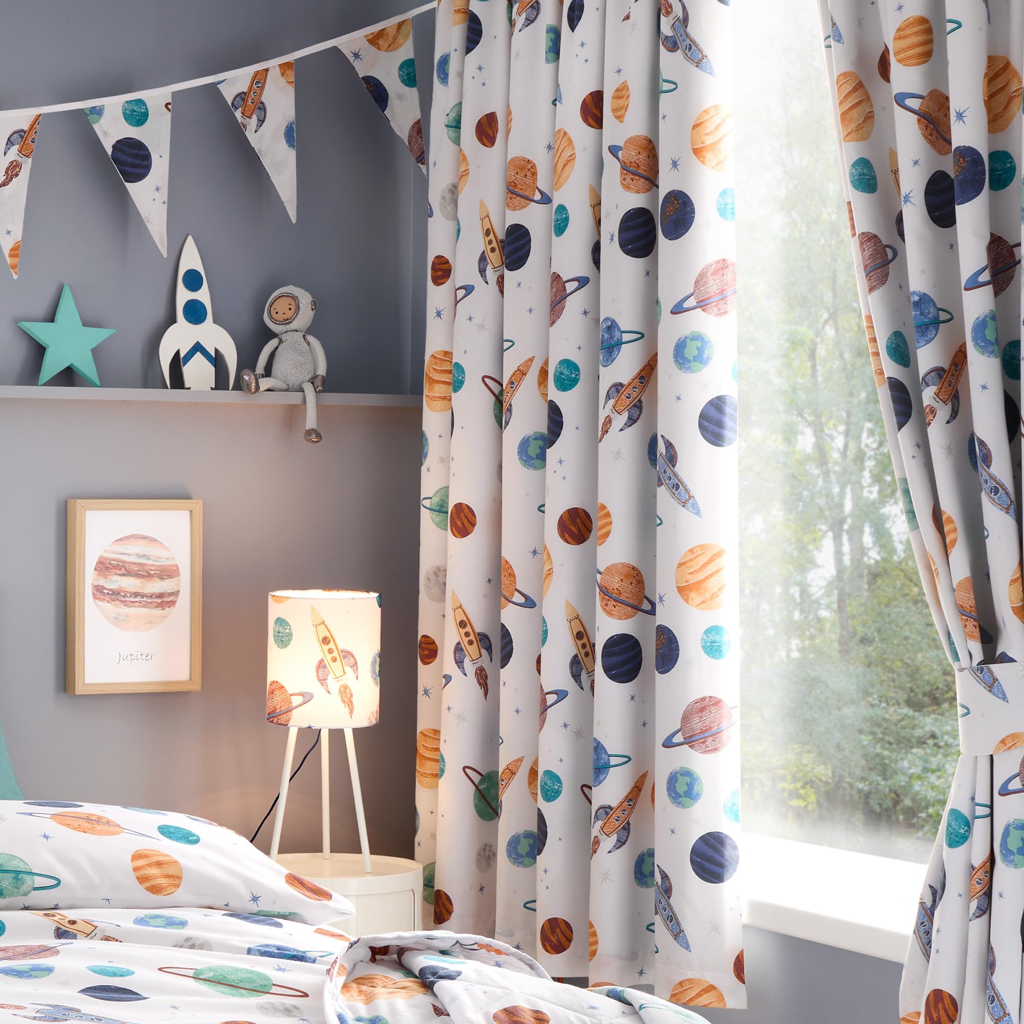 Rideaux plissés anti froid chambre enfant blanc cosmique Happy Linen Company