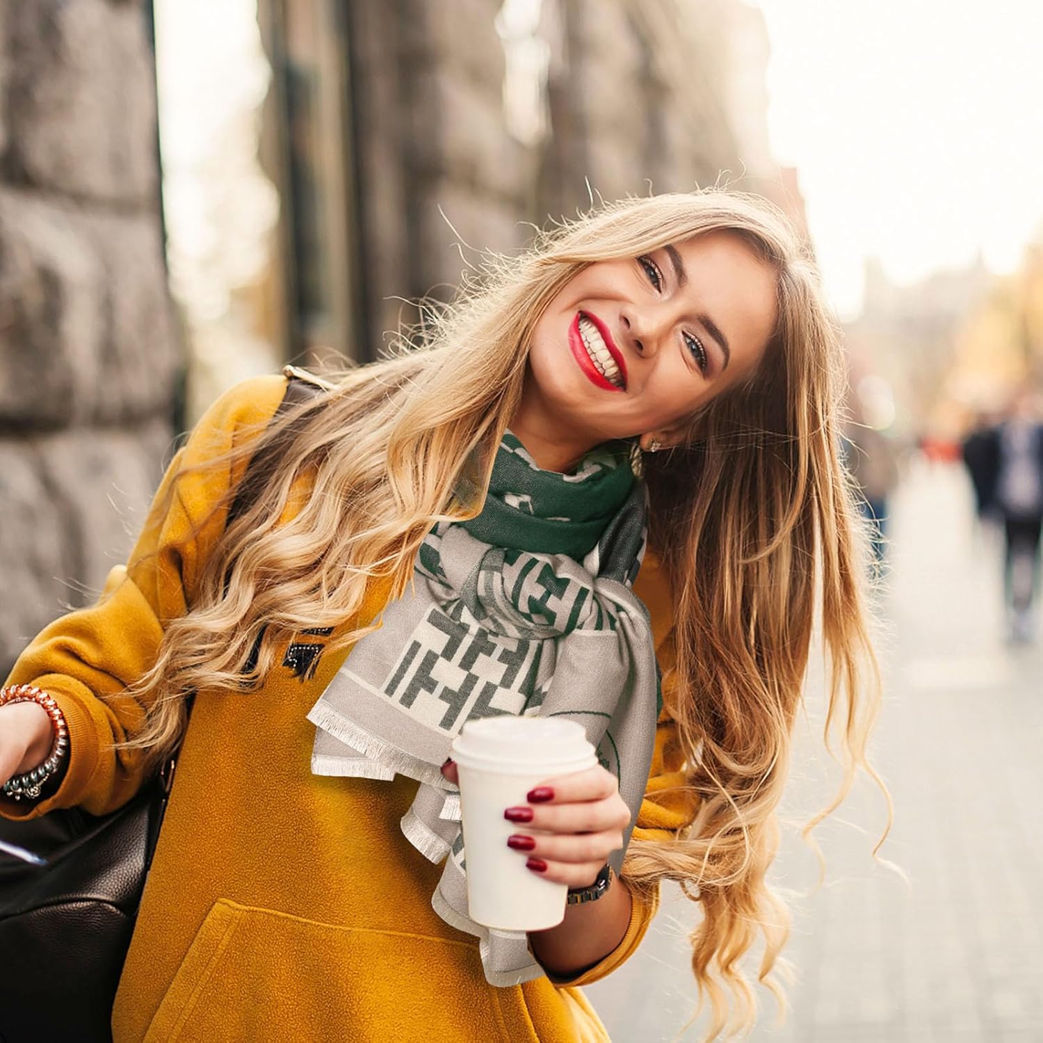 EXTREE Scarfs for Women Pashmina Silky Shawl Wrap for Evening Dressing Blanket Open Front Poncho Cape - Image 4