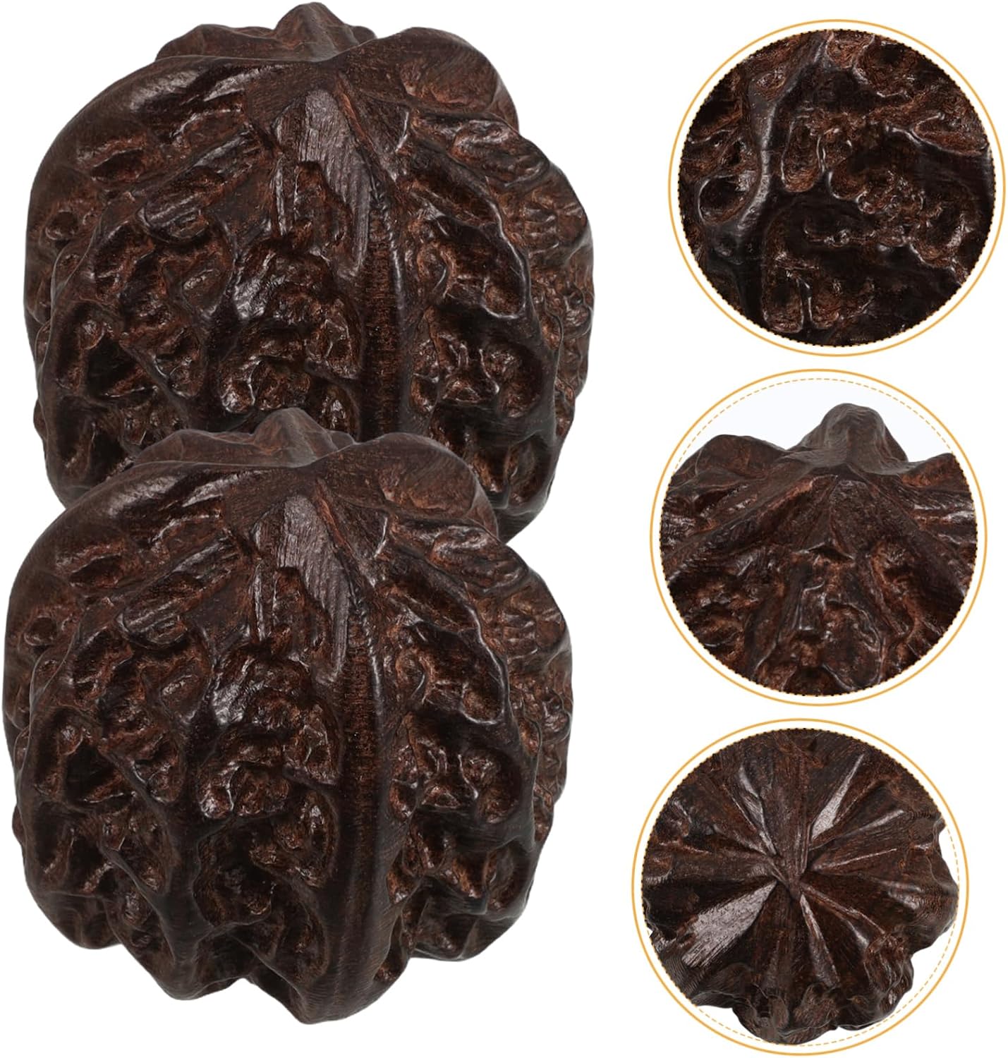 ORFOFE 2pcs Walnut Wood Hand Exercise Balls for Seniors Portable Grip Strengthening and Muscle Relaxation for Hand Therapy and Fitness Activities