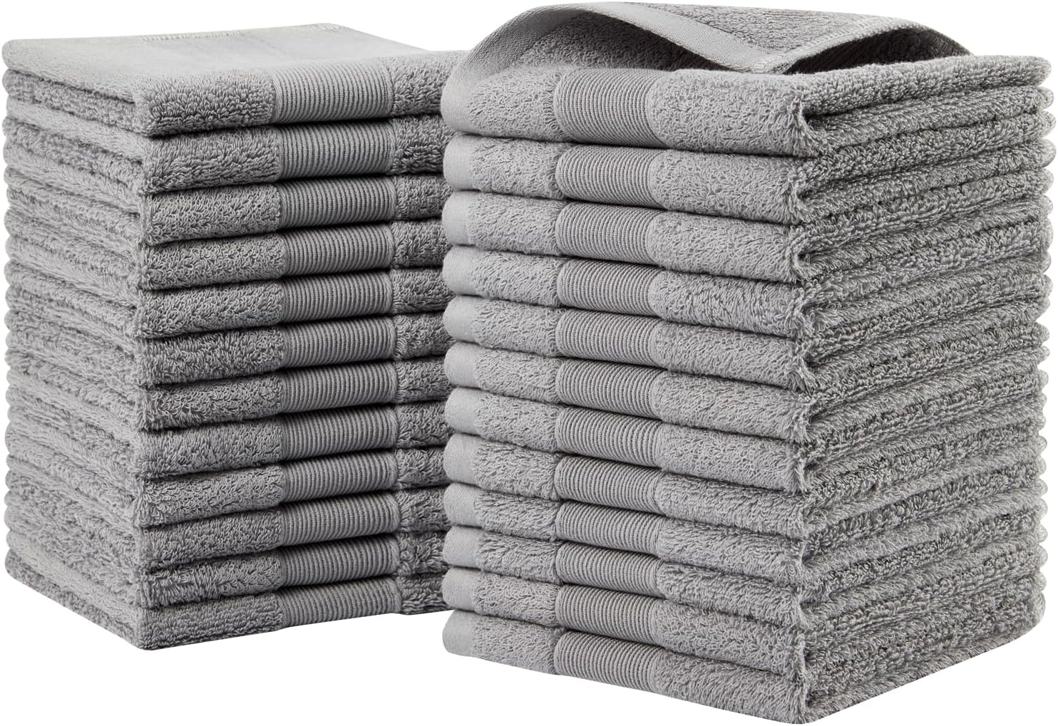 24 Pack Washcloths 100% Cotton Multicolor for Salon,SPA & Bathroom (Light Grey)