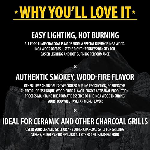 Miniatura 7 de FOGO Madera dura de roble de primera calidad, totalmente natural, tamaño mediano y pequeño, carbón vegetal para asar y ahumar, bolsa de 17.6 libras