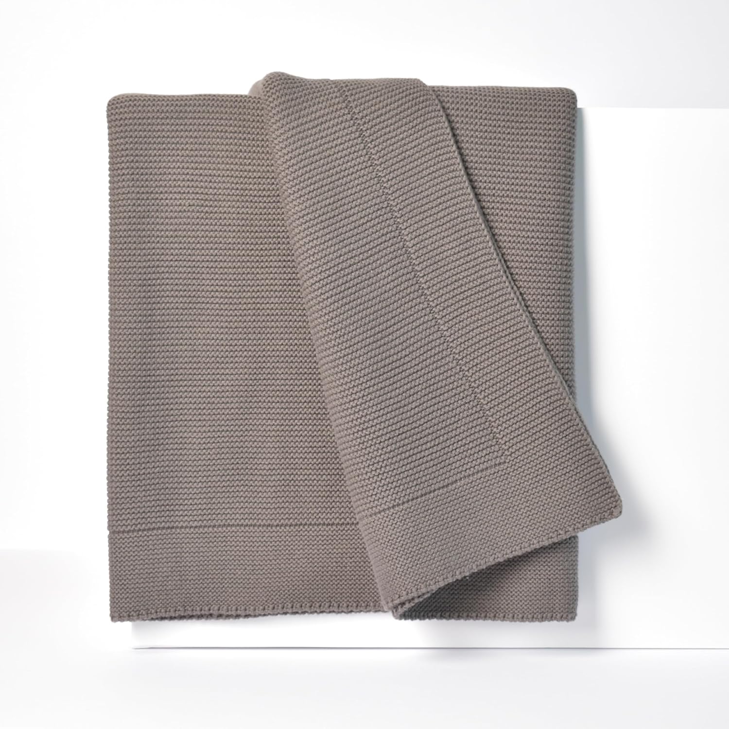 GREEN COZY 100% Cotton Knitted Throw Blanket – Oeko-TEX® Certified, Breathable & Soft, 50" x 60" – Substantial All-Season Blanket for Couch, Bed, Home Décor and Gifting - 2 lb (Dark Gray)