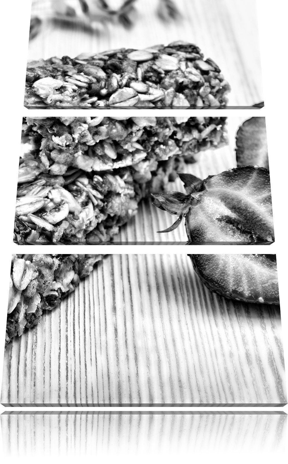 Pixxprint Gesunder Müsliriegel, Leinwandbild 3 Teilig, Gesamtmaß: 120x80cm, Wandbild, Dekoration, fertig gespannt, Kein Poster